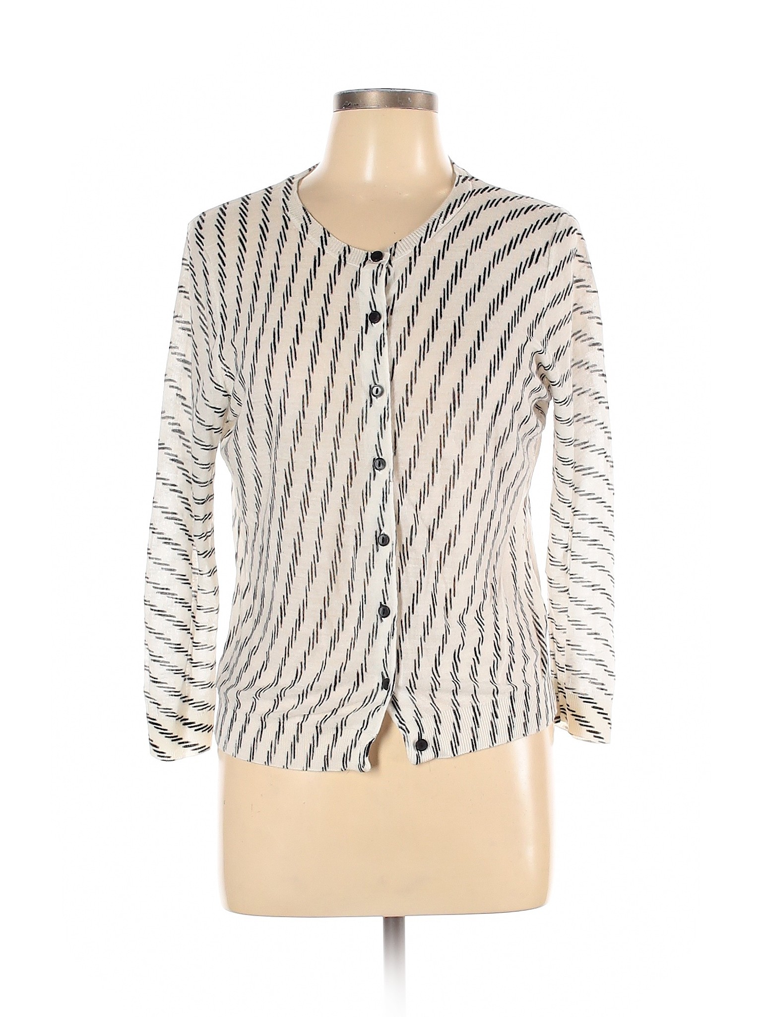 Ann Taylor LOFT Color Block Stripes Ivory Cardigan Size L - 75% off ...