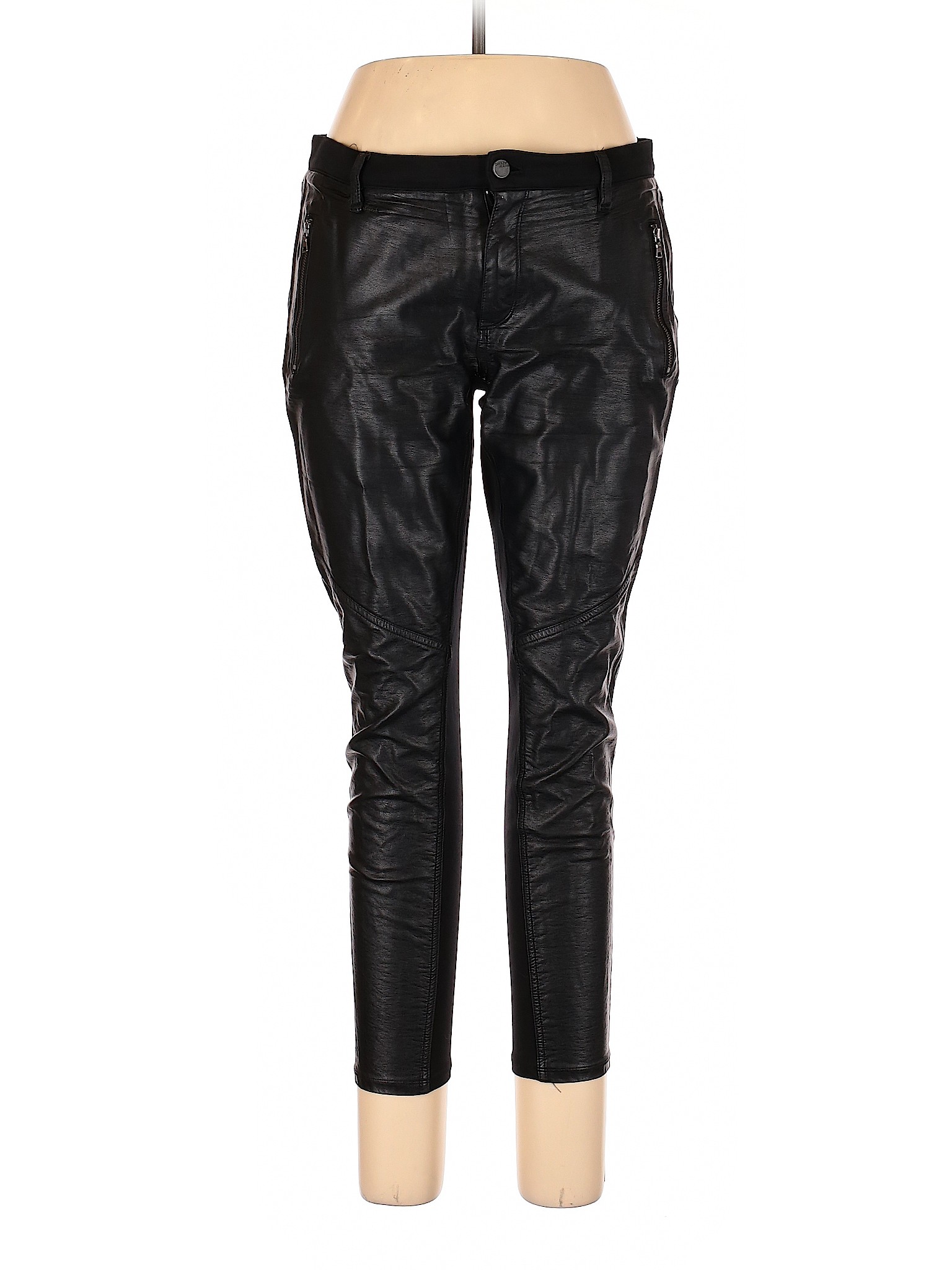 black faux leather jeans