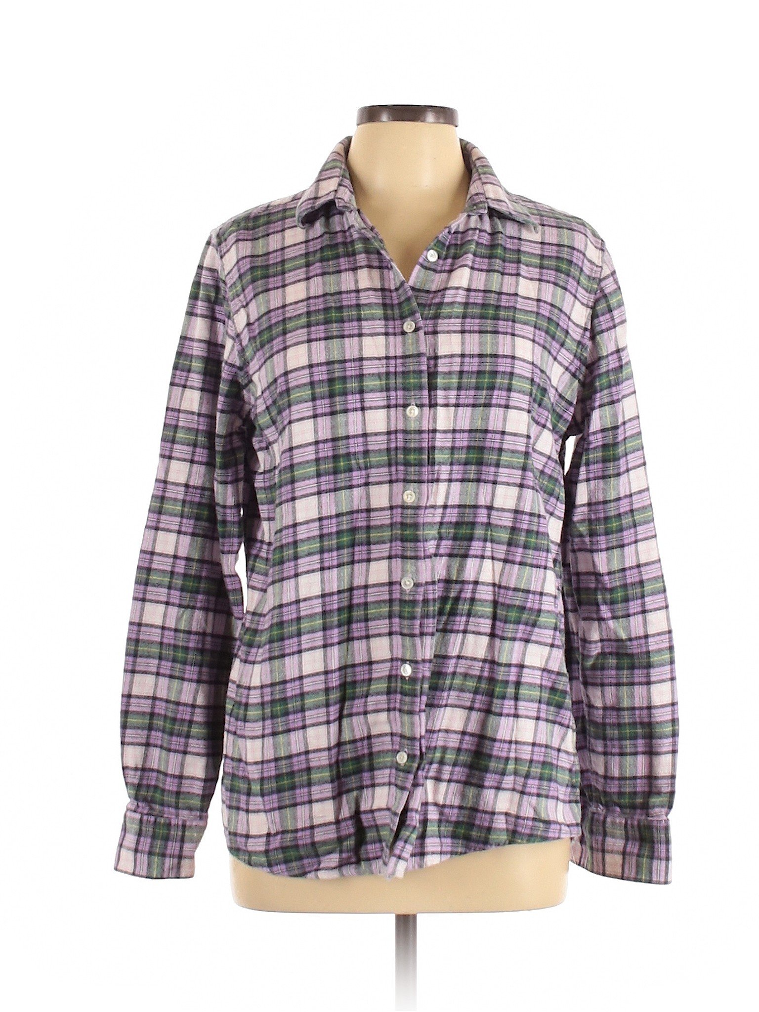 Lands' End Sport Women Purple Long Sleeve Button-Down Shirt L Tall | eBay