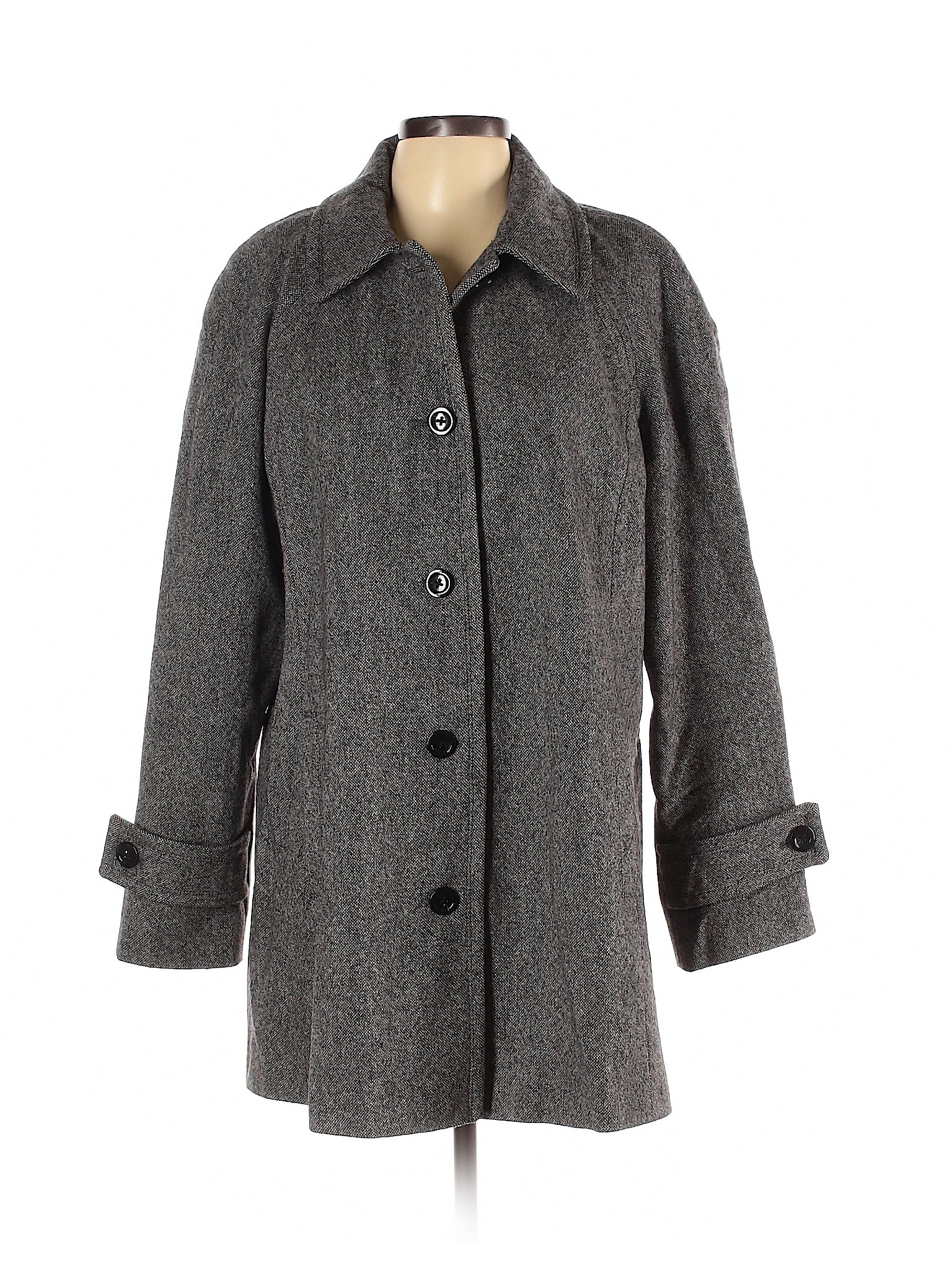 Lands' End Women Gray Wool Coat 16 | eBay