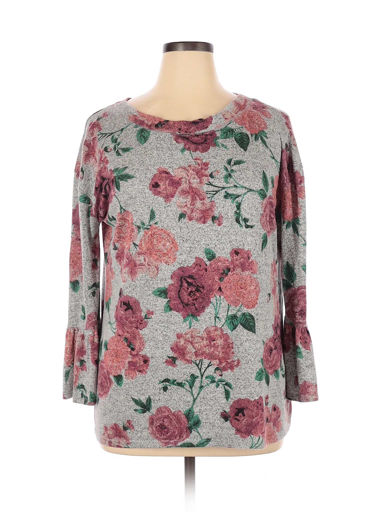 Maurices Floral Gray Sweatshirt Size XL - 67% off | thredUP