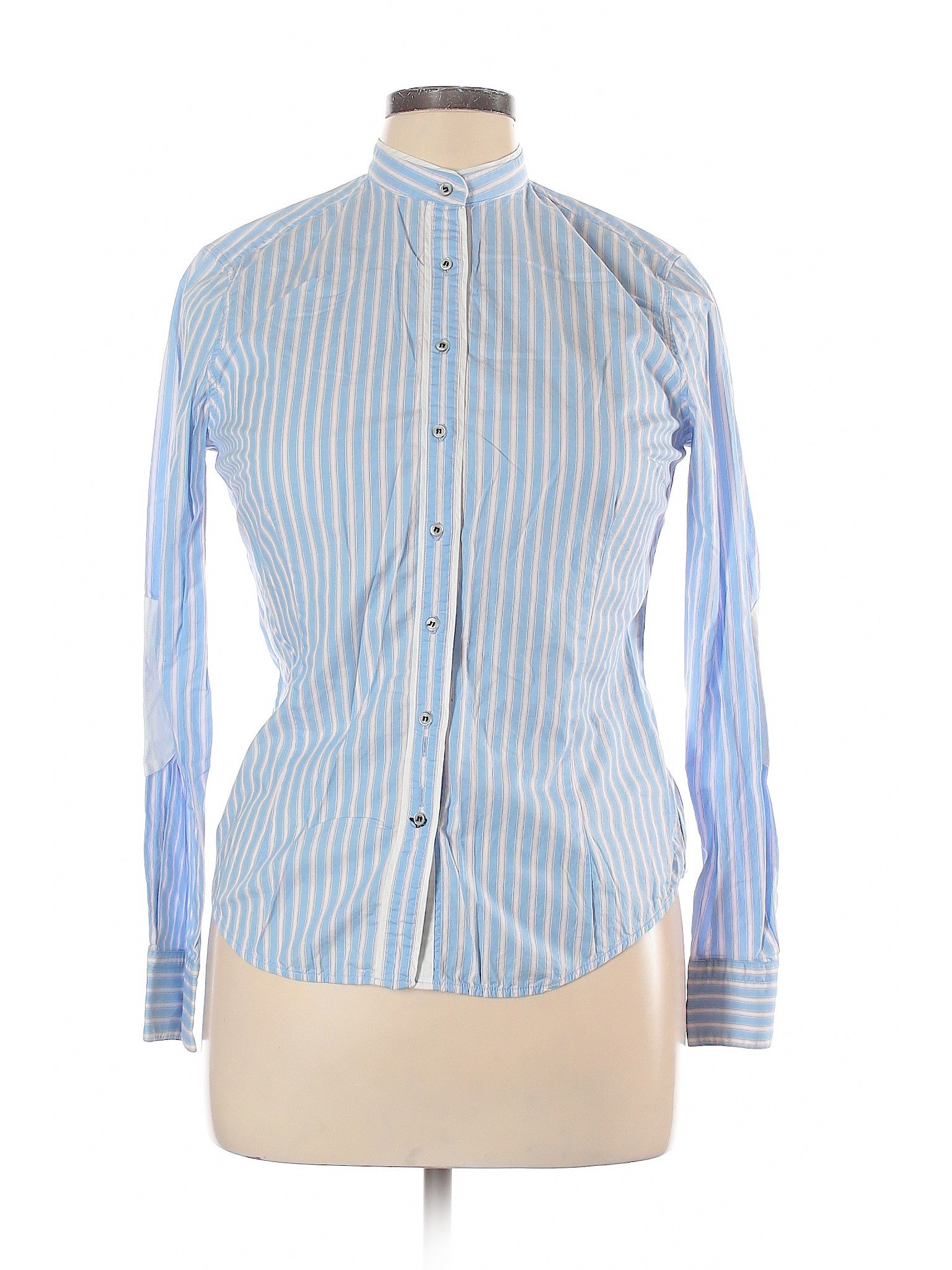 Zara Basic Women Blue Long Sleeve Button-Down Shirt XL | eBay