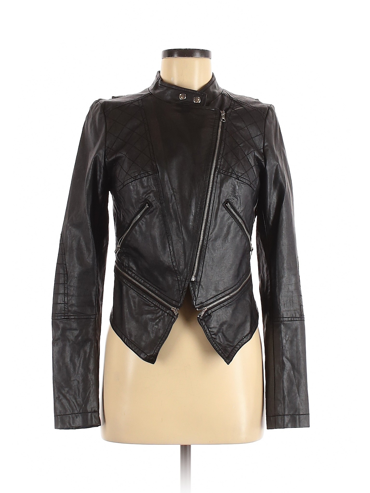 L'Amour Nanette Lepore Women Black Faux Leather Jacket M | eBay