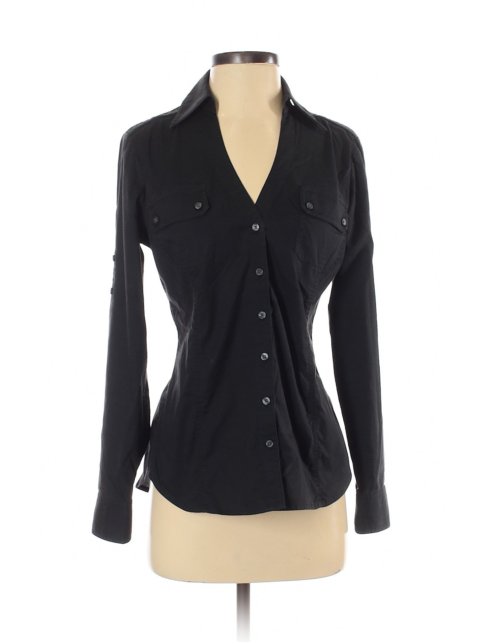 Express Women Black Long Sleeve Button-Down Shirt S | eBay