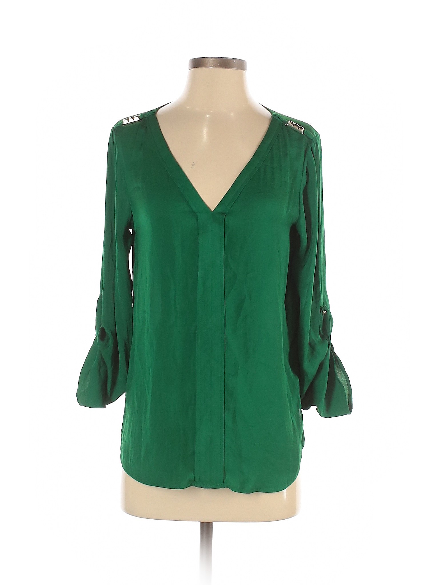 Zara Basic Women Green 3/4 Sleeve Blouse S | eBay