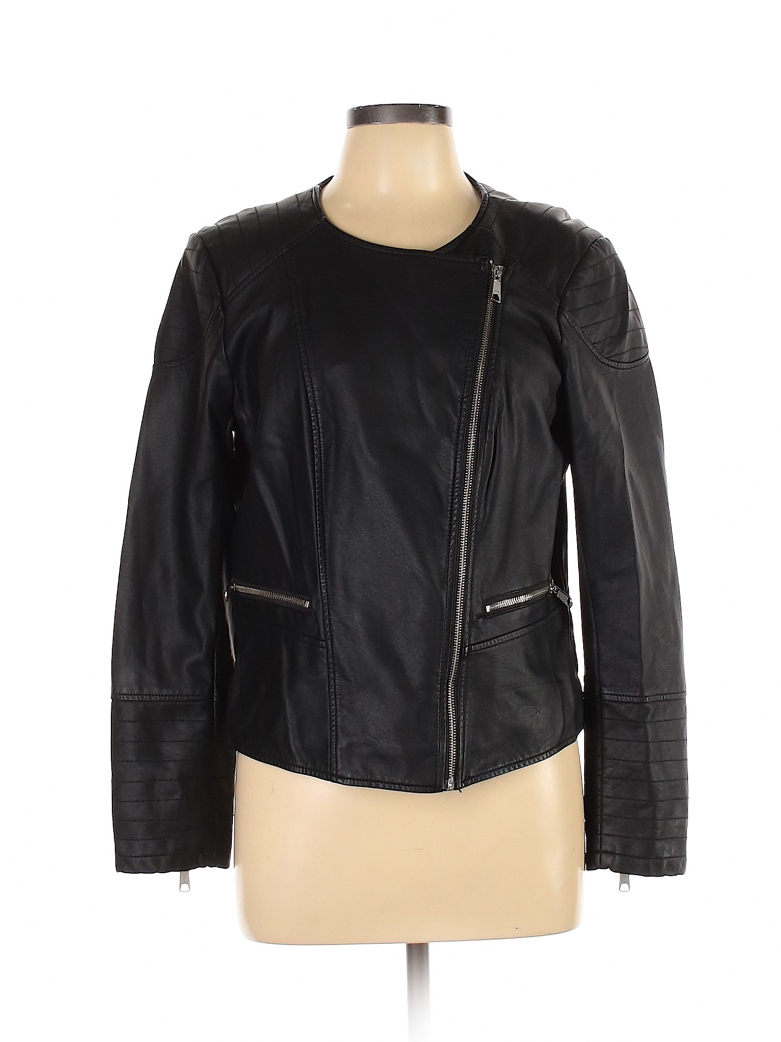 Apt. 9 Women Black Faux Leather Jacket L | eBay