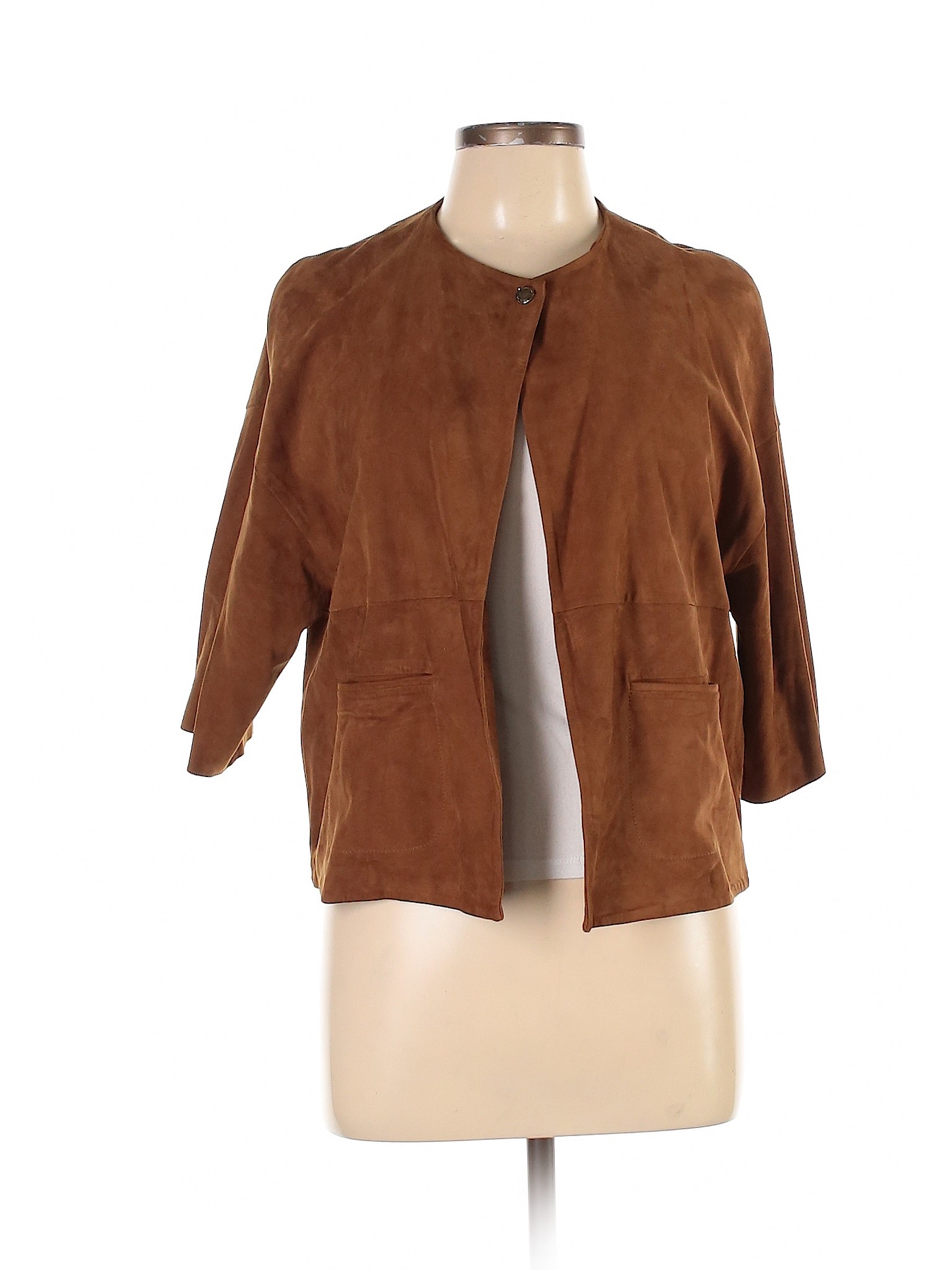 Massimo Dutti 100% Leather Solid Brown Leather Jacket Size L - 88% off ...