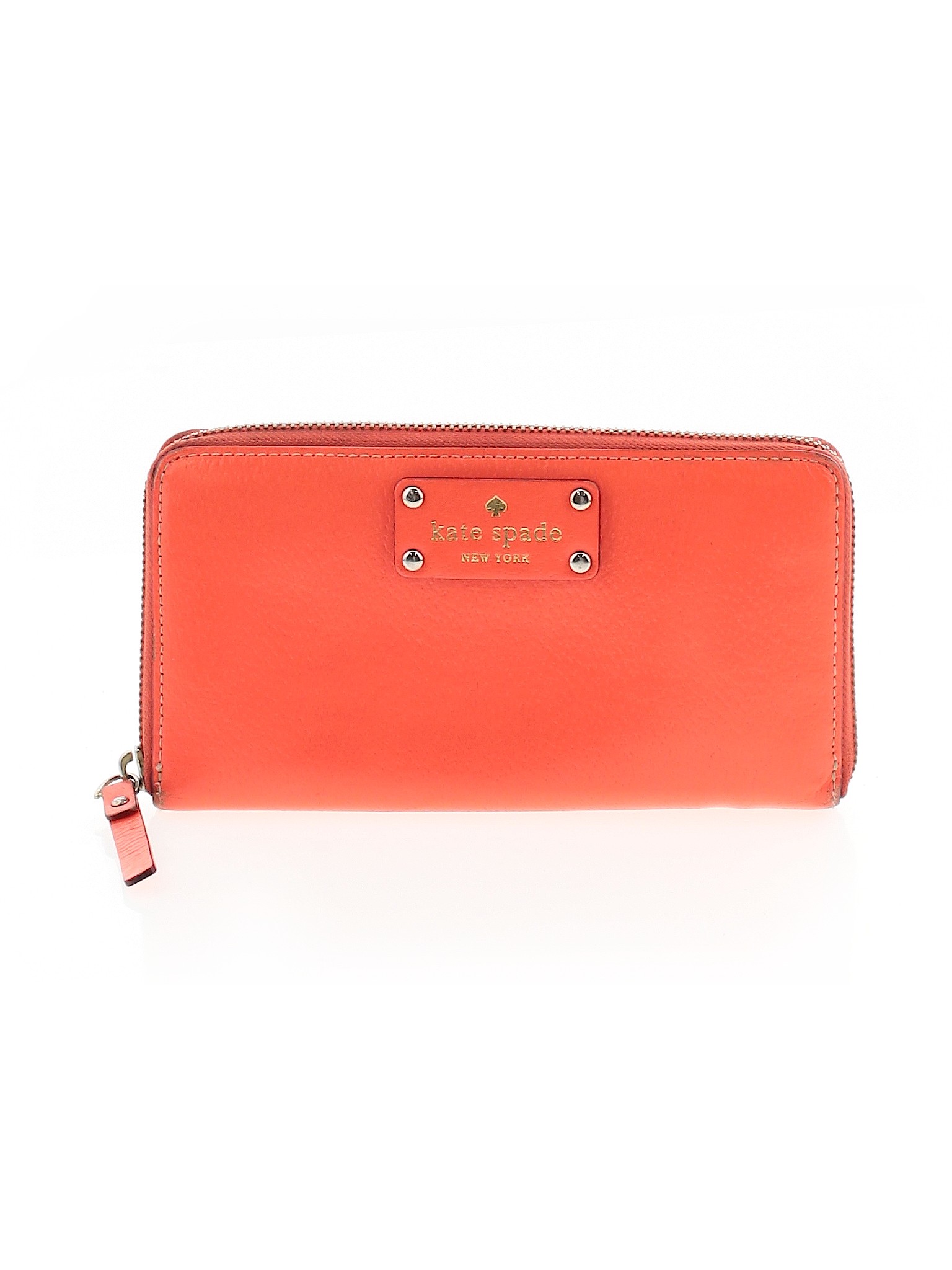 Kate Spade New York 100% Leather Solid Orange Leather Wallet One Size ...