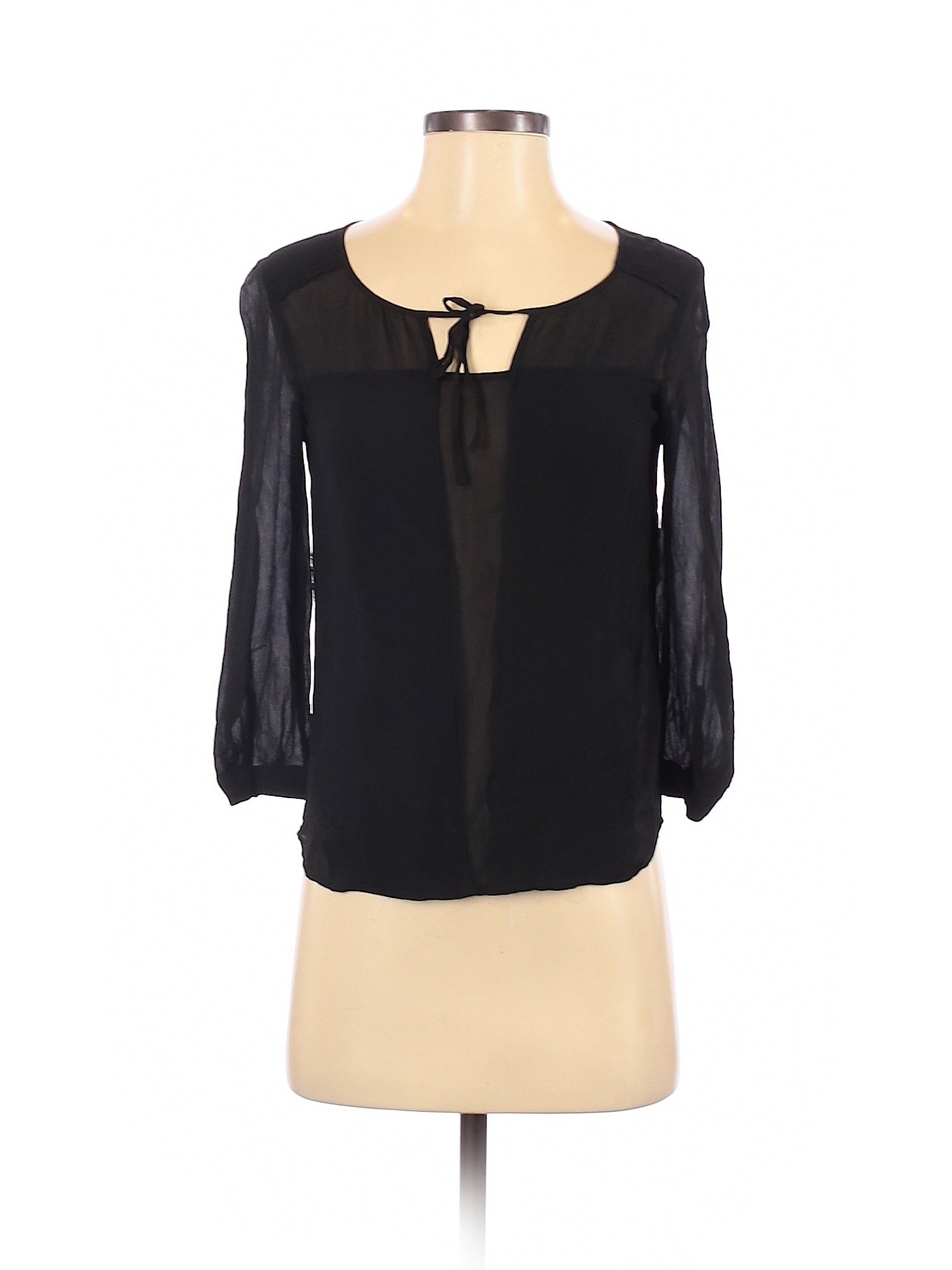 Babaton Women Black 3/4 Sleeve Silk Top XXS | eBay