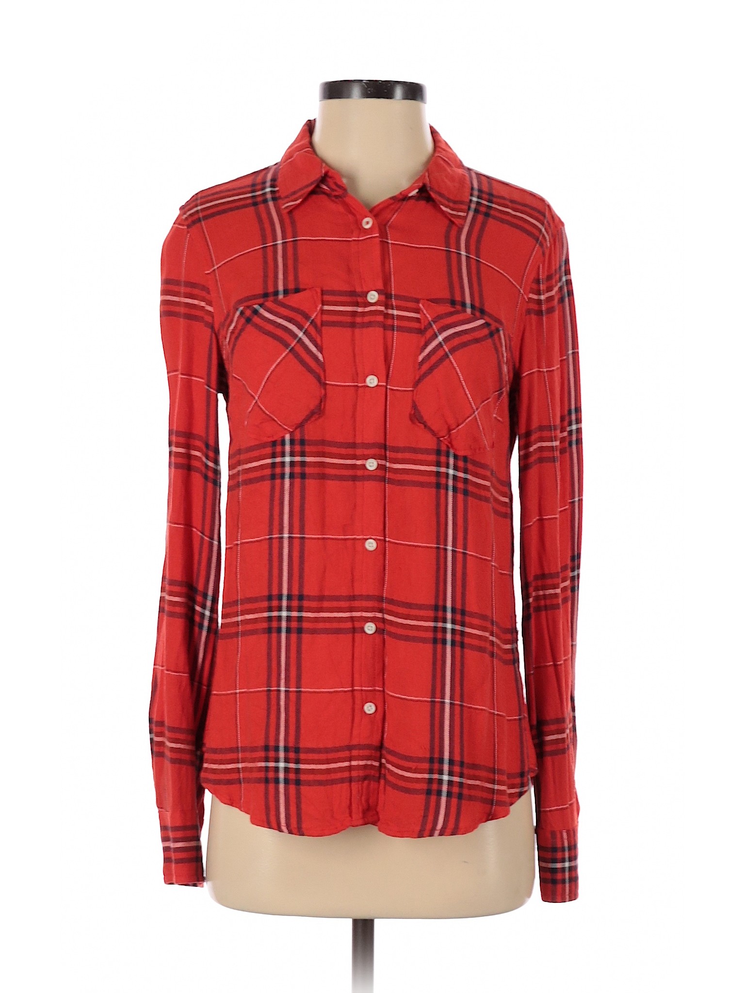 A New Day Women Red Long Sleeve Button-Down Shirt S | eBay