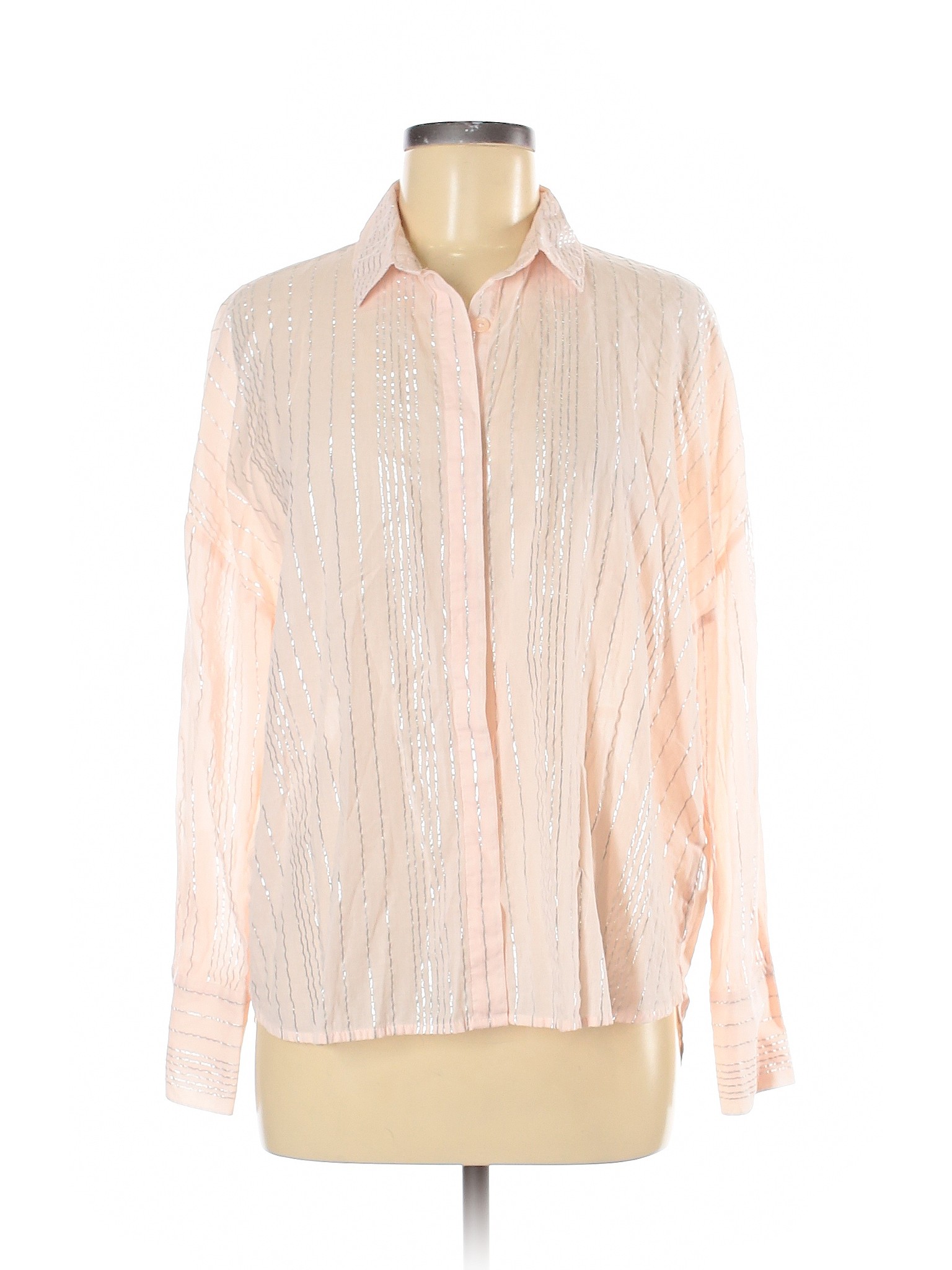 A New Day Women Pink Long Sleeve Button-Down Shirt M | eBay