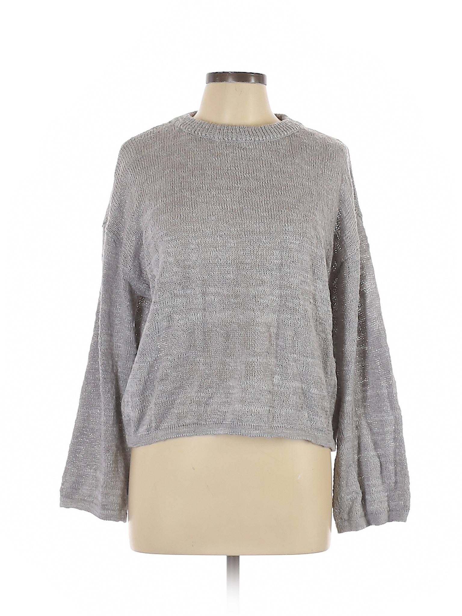Poof! Women Gray Pullover Sweater L | eBay