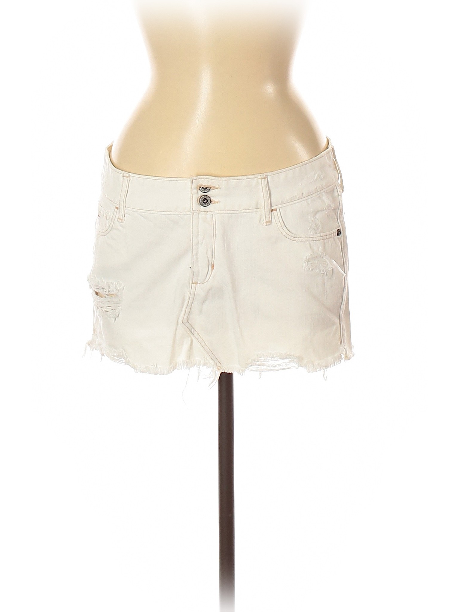 hollister white denim skirt