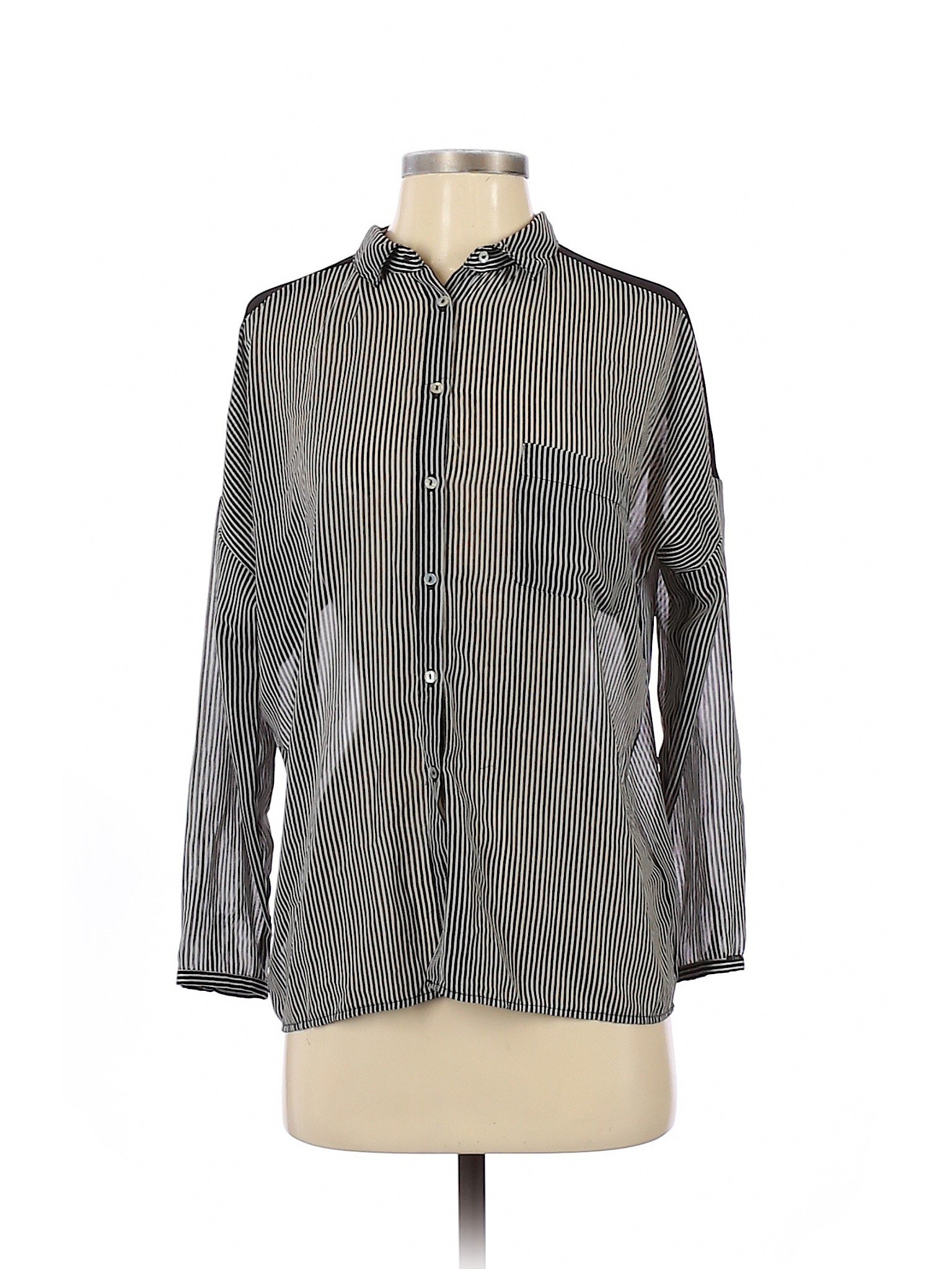 Dex Women Black Long Sleeve Button-Down Shirt M | eBay
