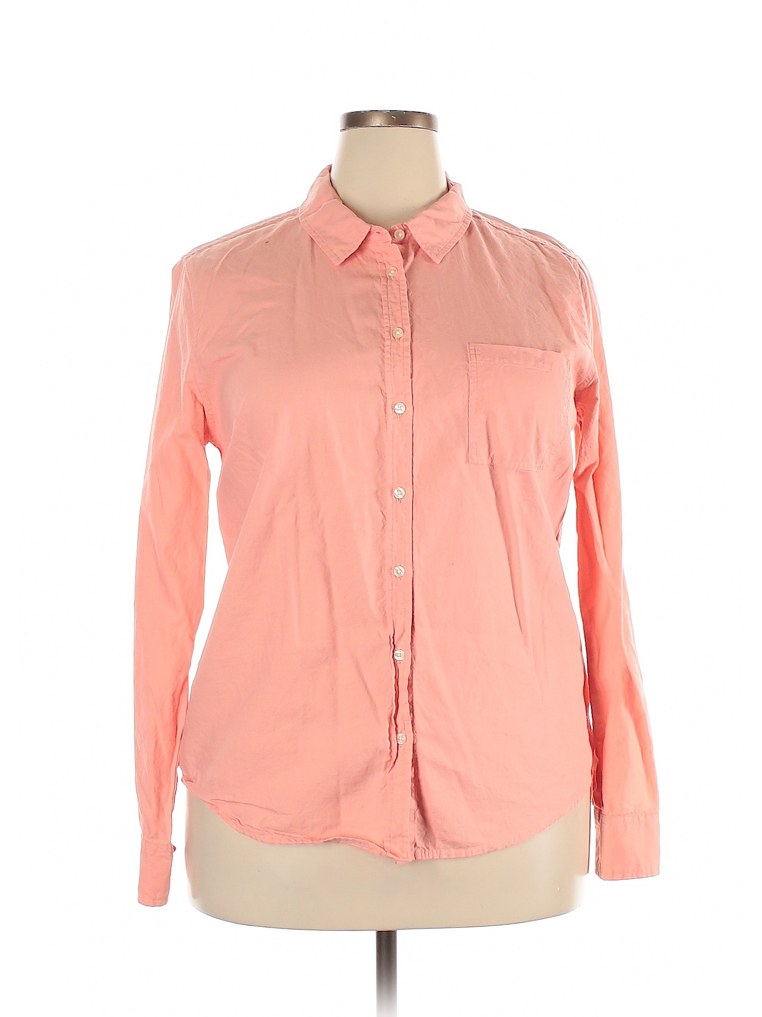 Merona Women Pink Long Sleeve Button-Down Shirt XXL | eBay
