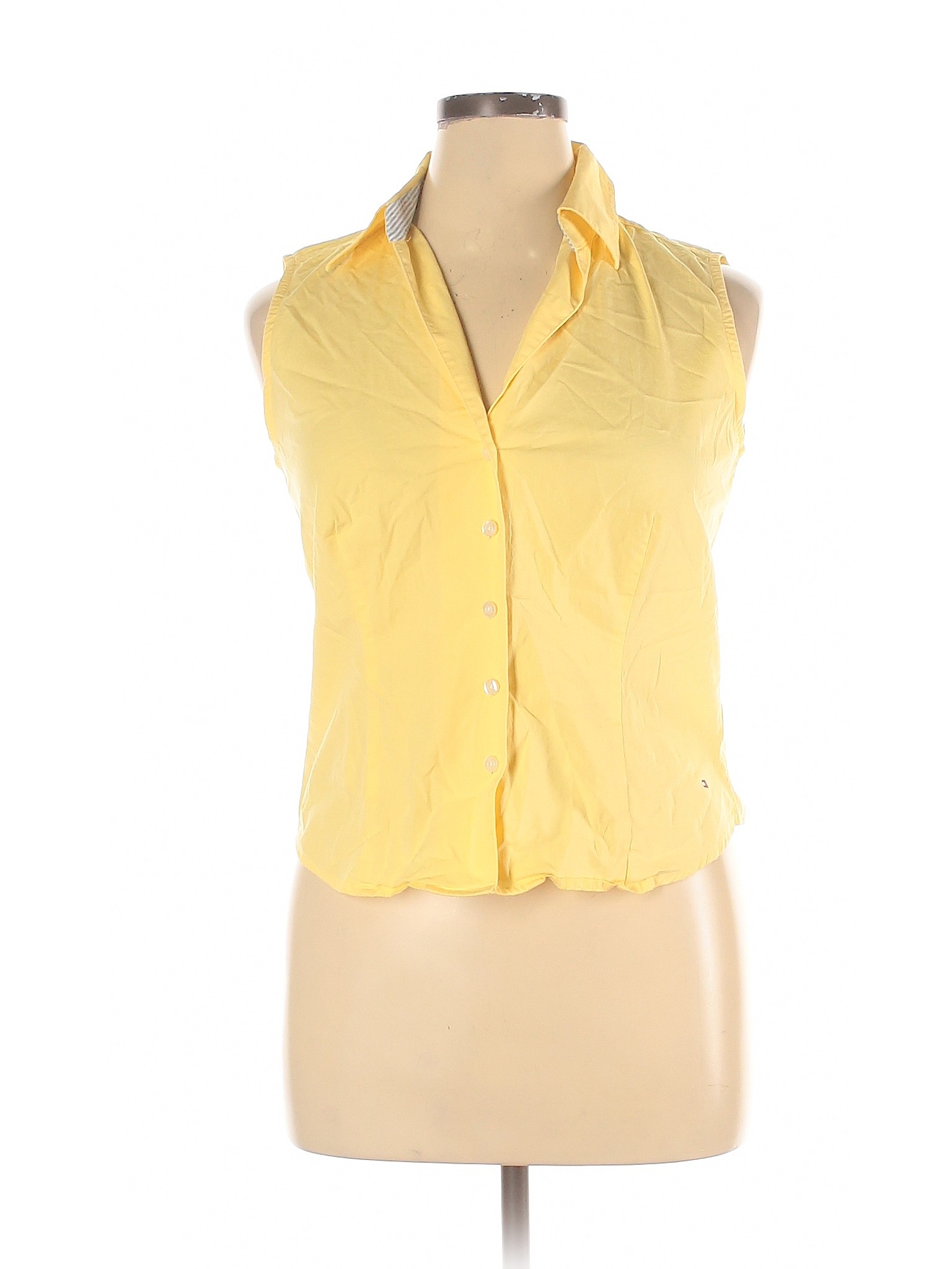Tommy Hilfiger Women Yellow Sleeveless Button-Down Shirt 14 | eBay