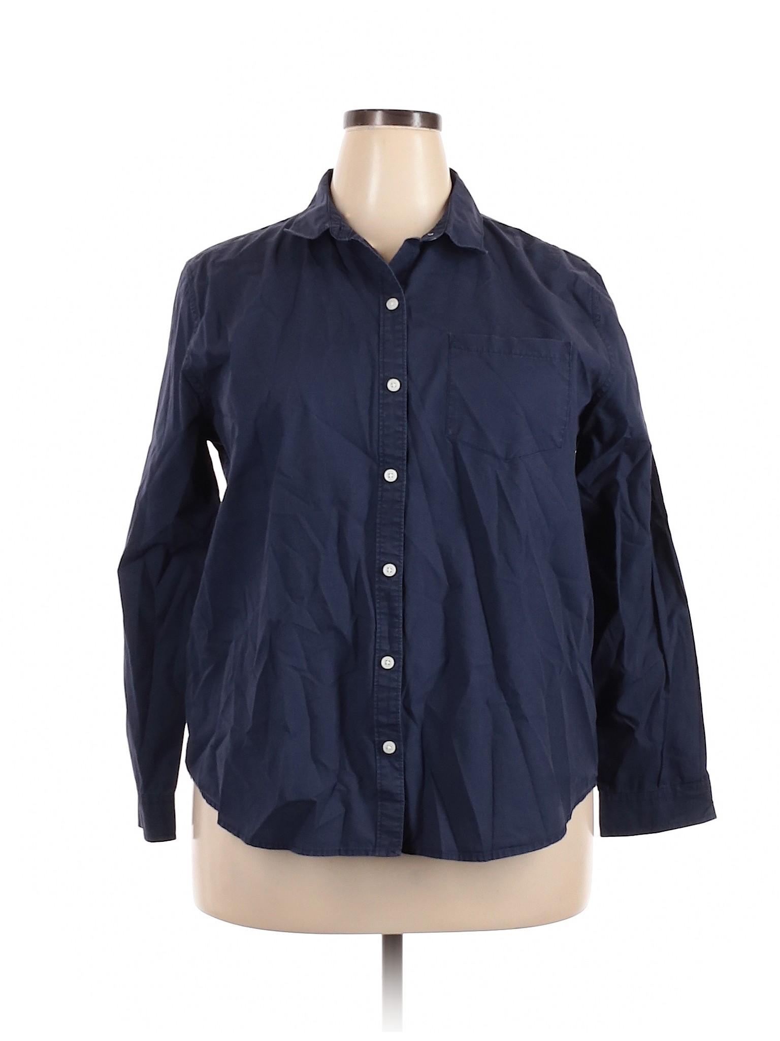 Universal Thread Women Blue Long Sleeve Button-Down Shirt XXL | eBay