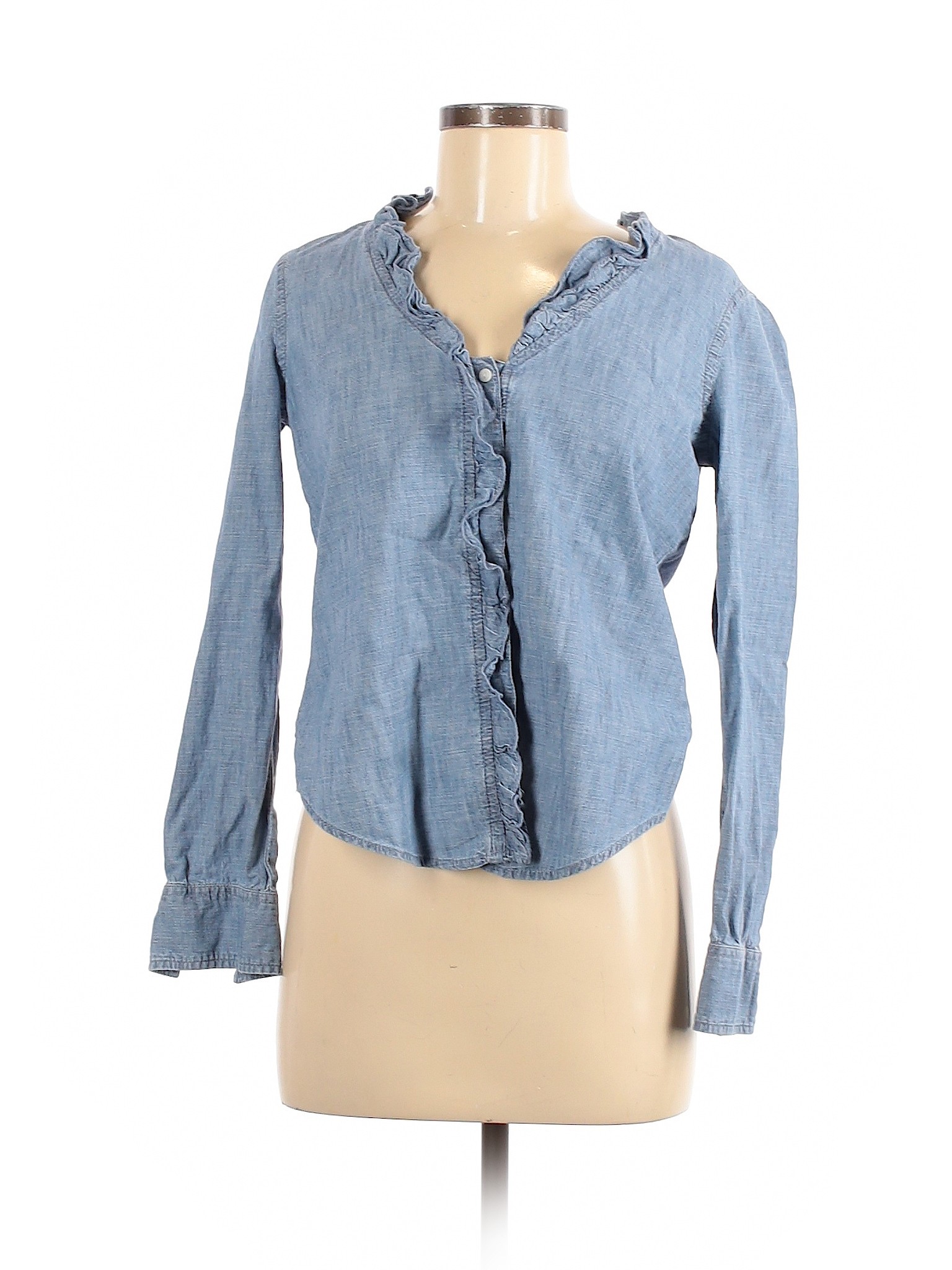 Gap Women Blue Long Sleeve Button-Down Shirt XS | eBay