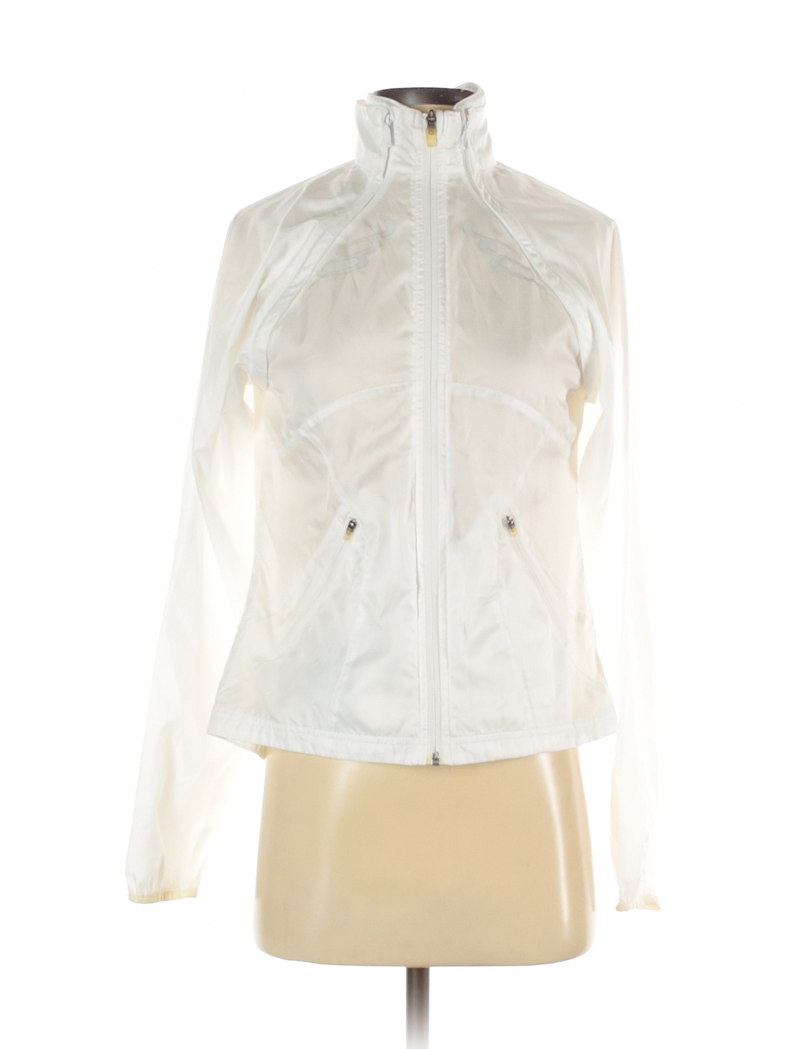 white lightweight pullover windbreaker jacket