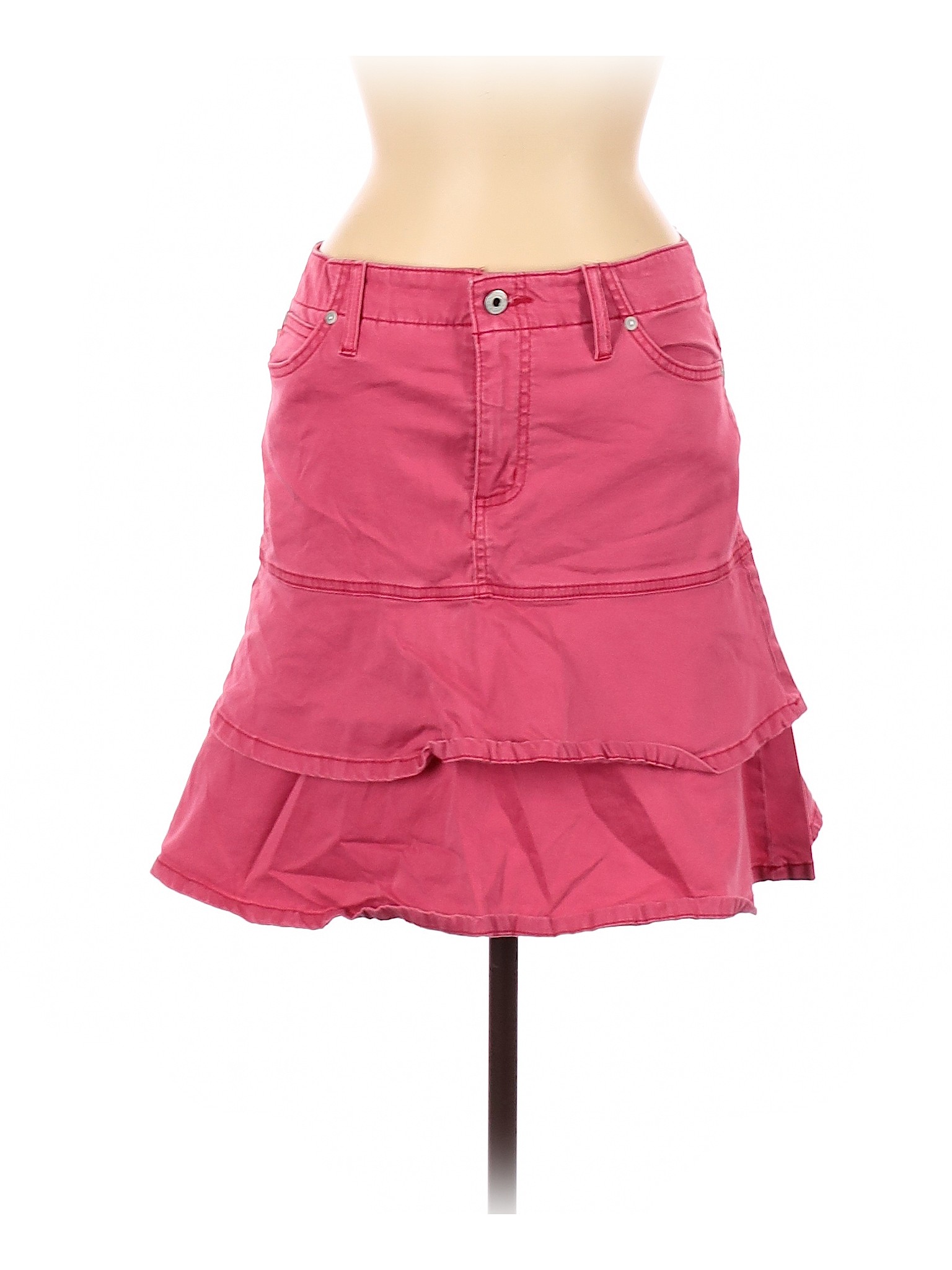 womens pink denim skirt