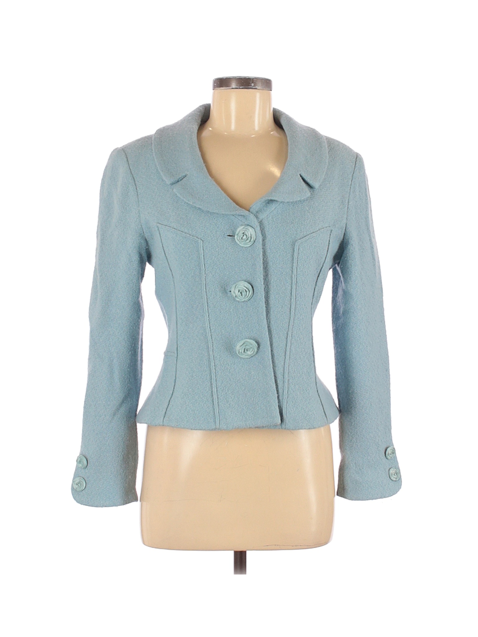Saks Fifth Avenue Women Blue Wool Blazer 6 | eBay