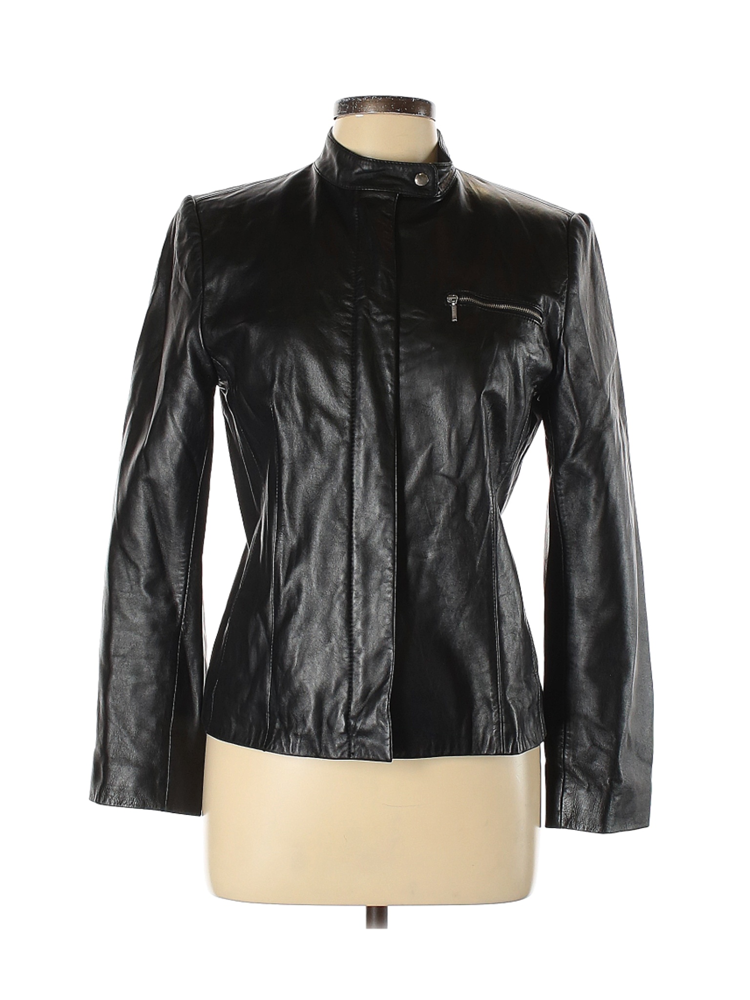 Ann Taylor LOFT Women Black Leather Jacket 6 | eBay