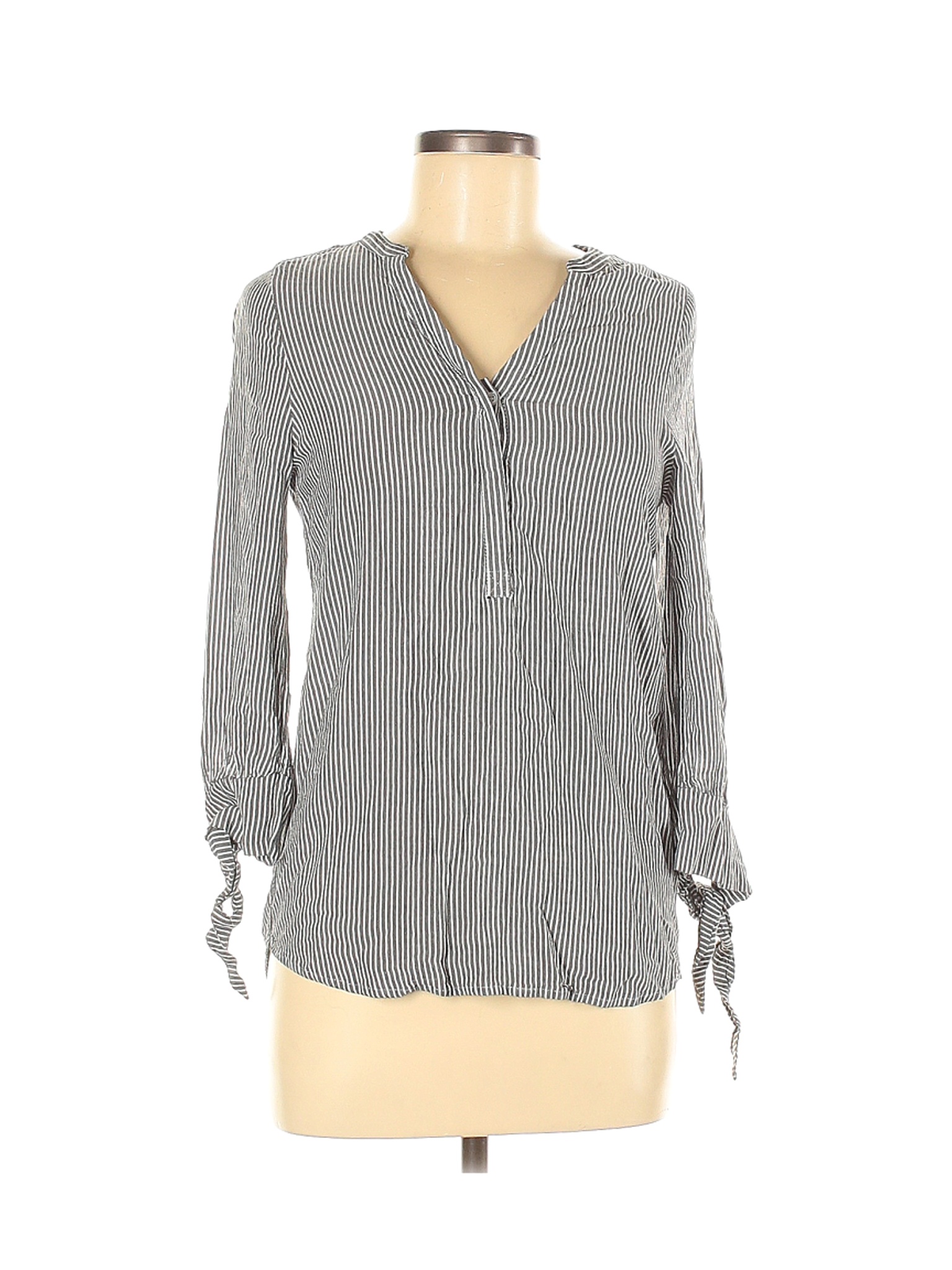 Apt. 9 Women Gray 3/4 Sleeve Blouse M | eBay