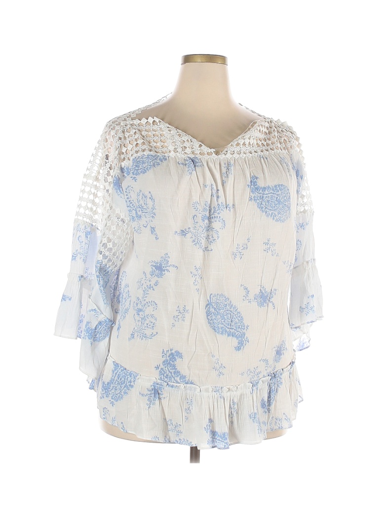 Zac & Rachel White Long Sleeve Blouse Size 2X (Plus) - 19% off | thredUP