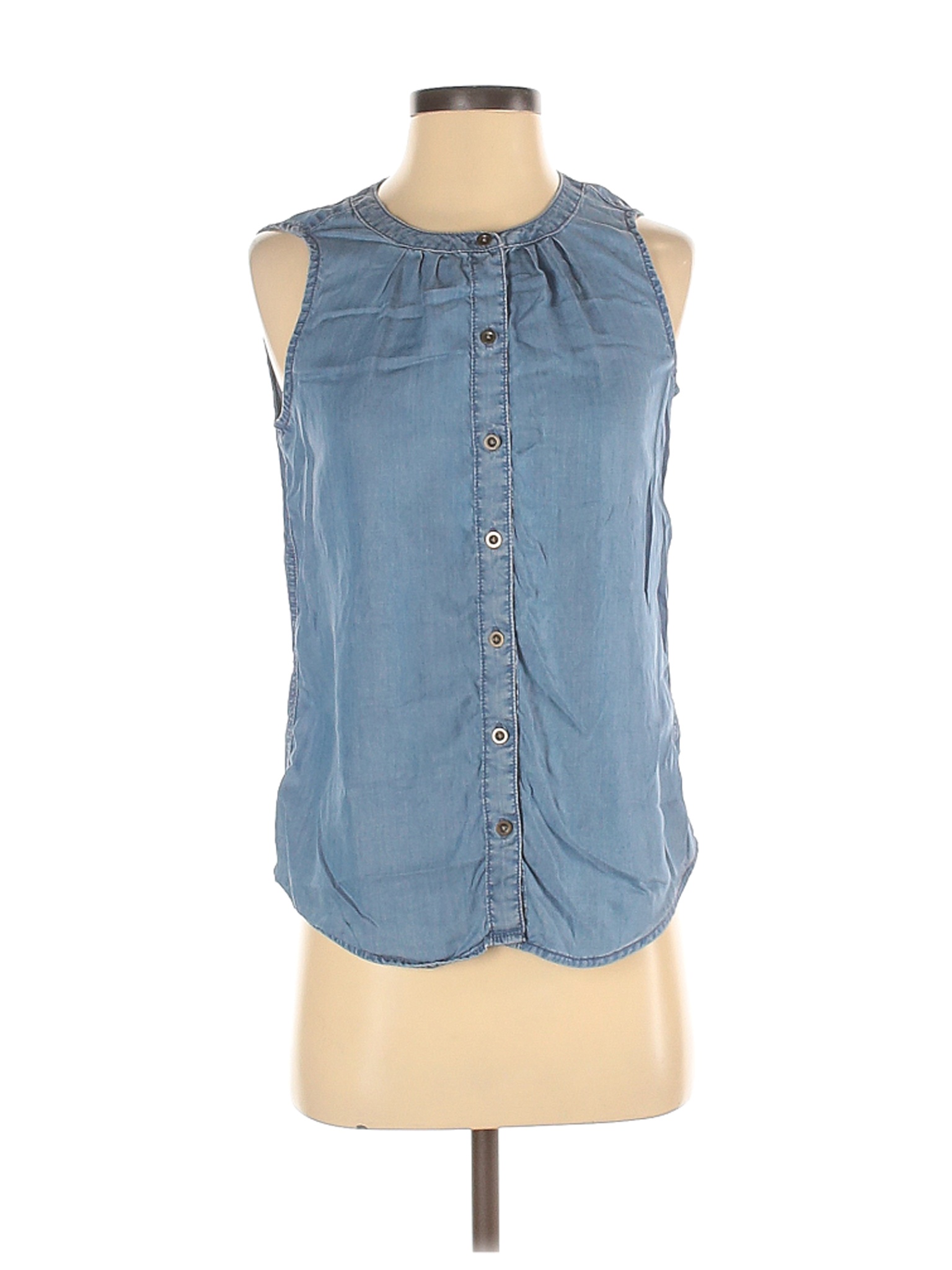 Banana Republic Women Blue Sleeveless Button-Down Shirt XS | eBay