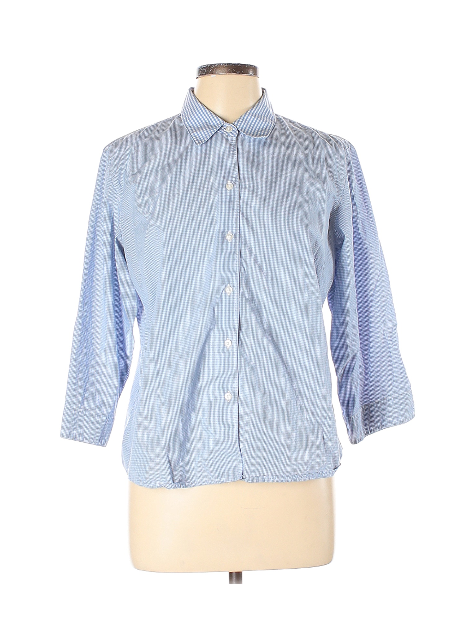 Liz Claiborne Women Blue Long Sleeve Button-Down Shirt L | eBay