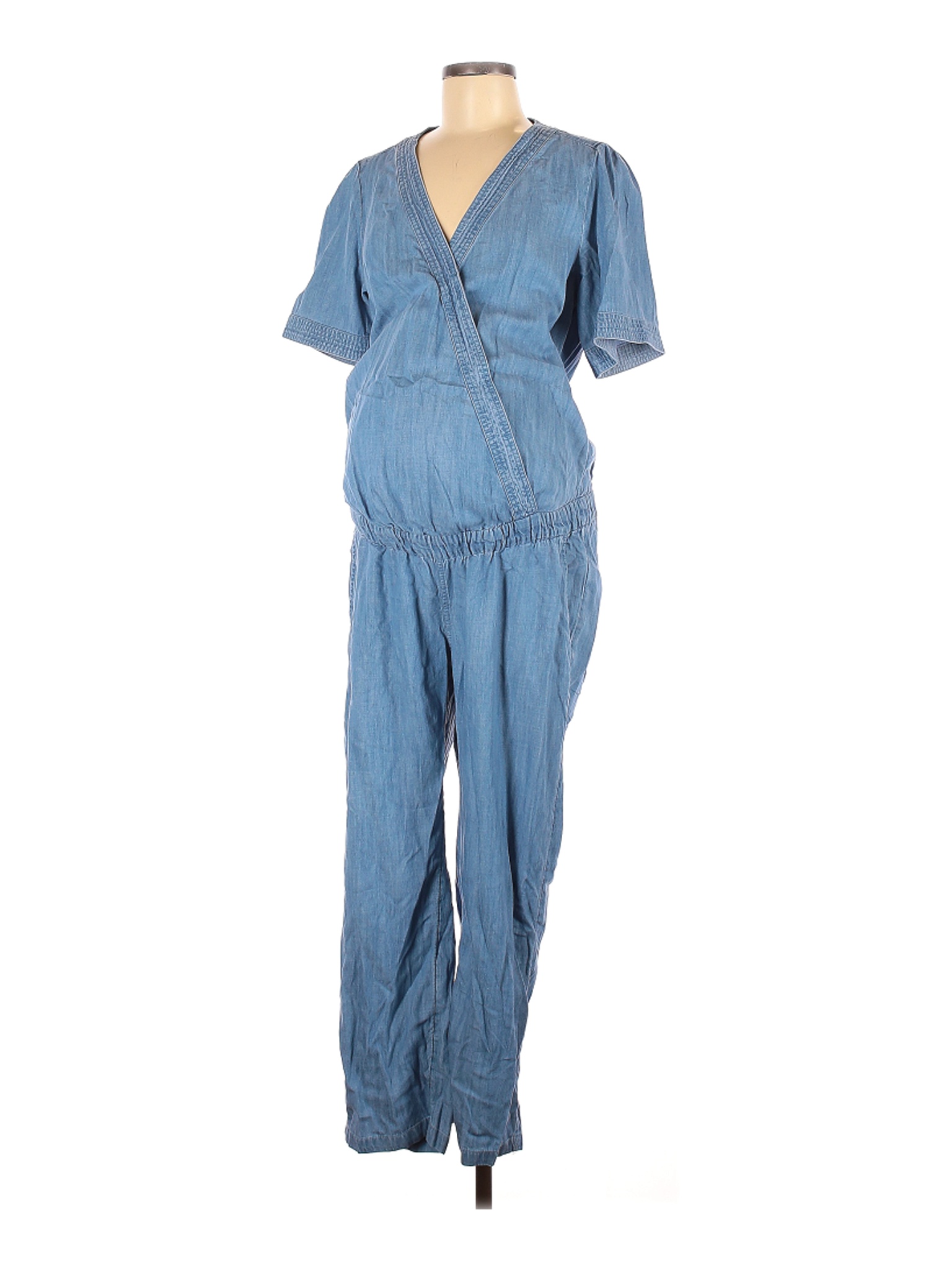 maternity jumpsuit blue