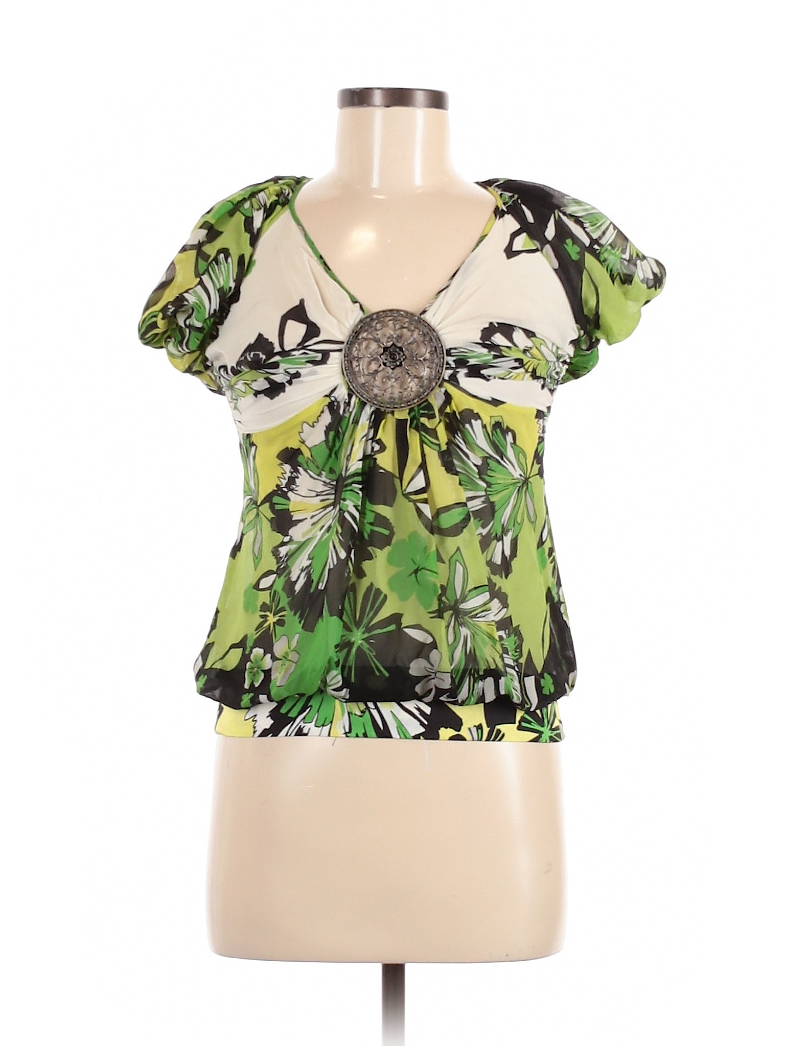 Bebe Women Green Short Sleeve Silk Top XS | eBay