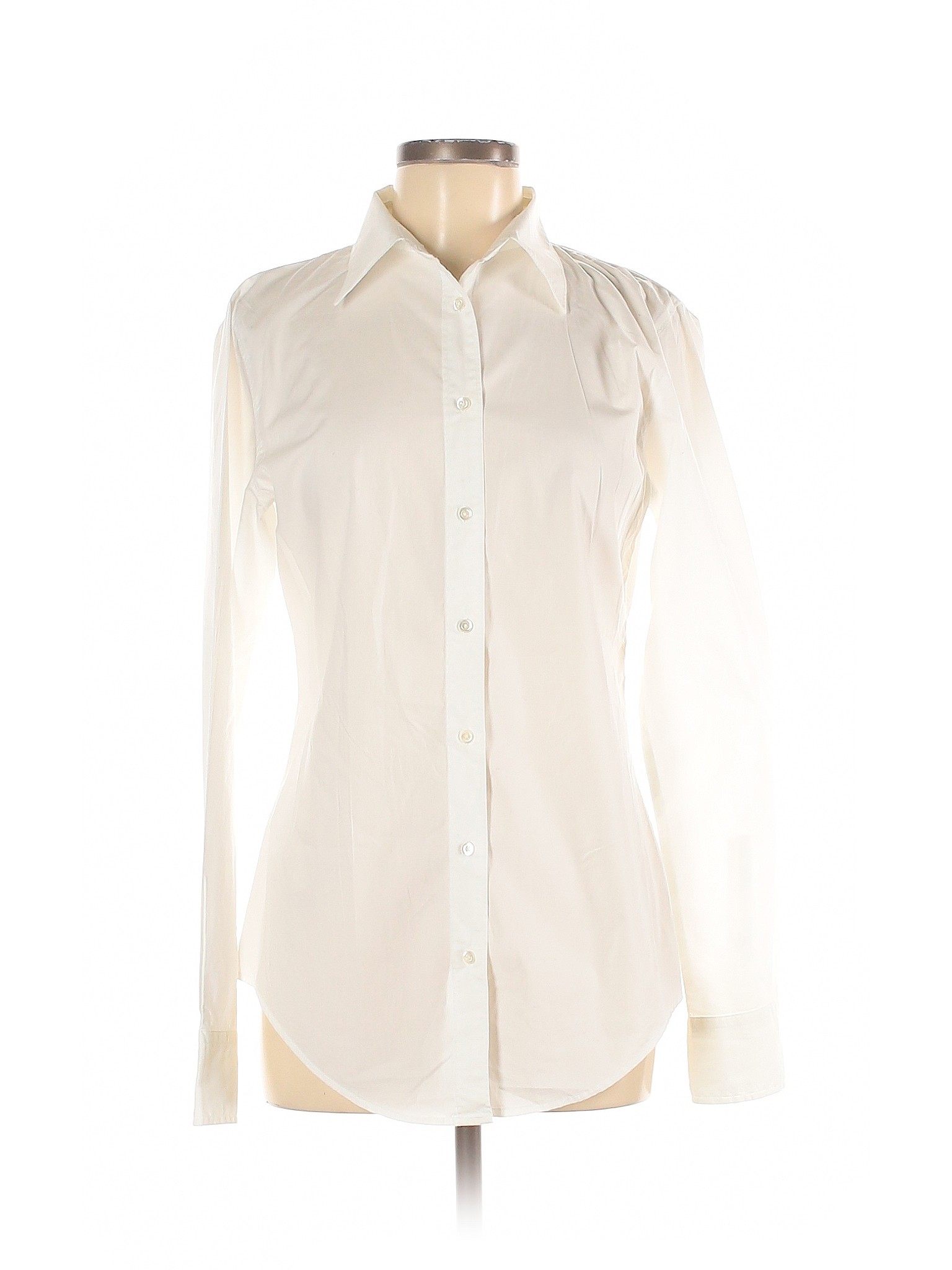 Gap Women Ivory Long Sleeve Button-Down Shirt 8 Tall | eBay