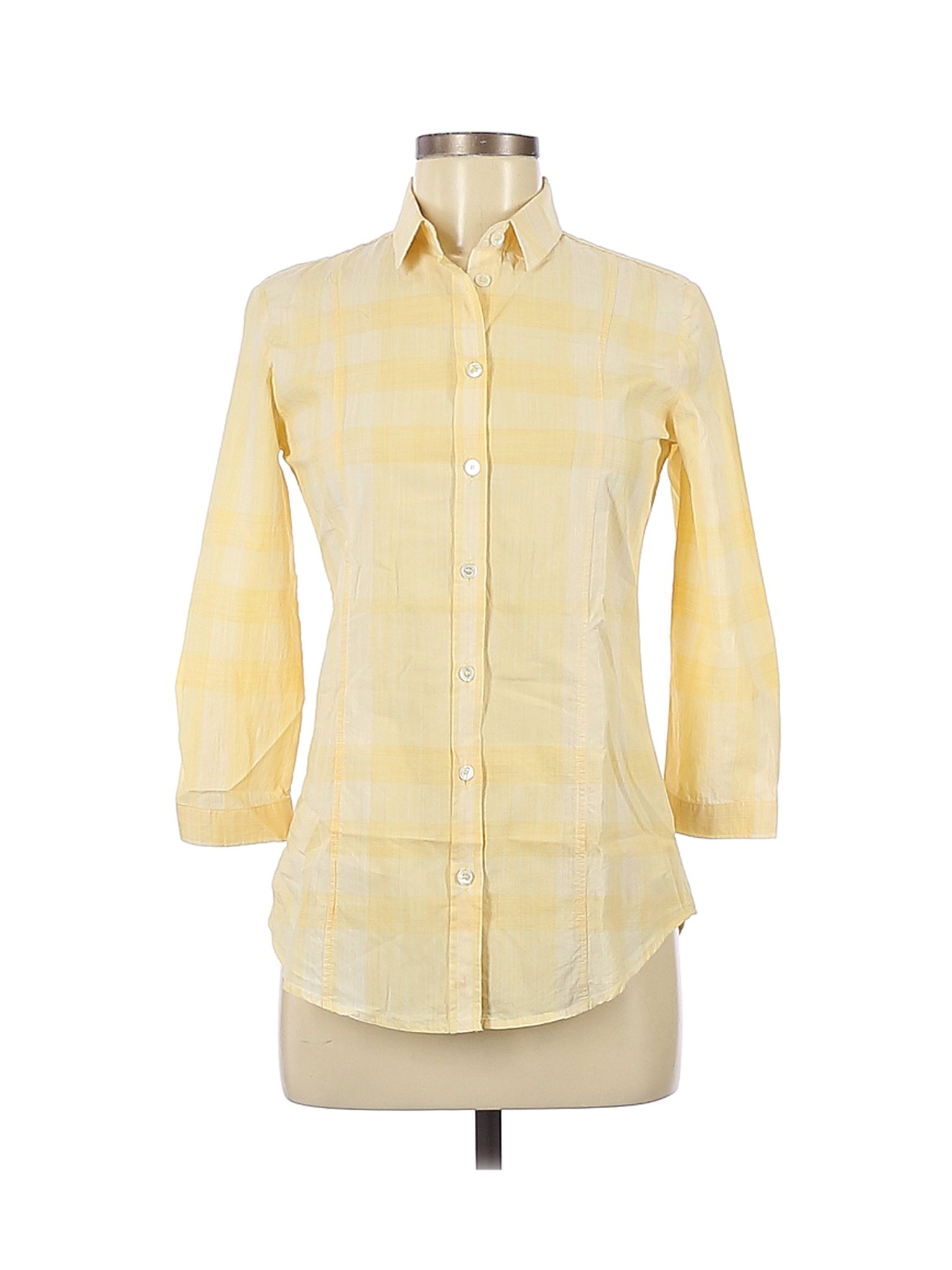 Burberry Brit Women Yellow 3/4 Sleeve Button-Down Shirt XS | eBay
