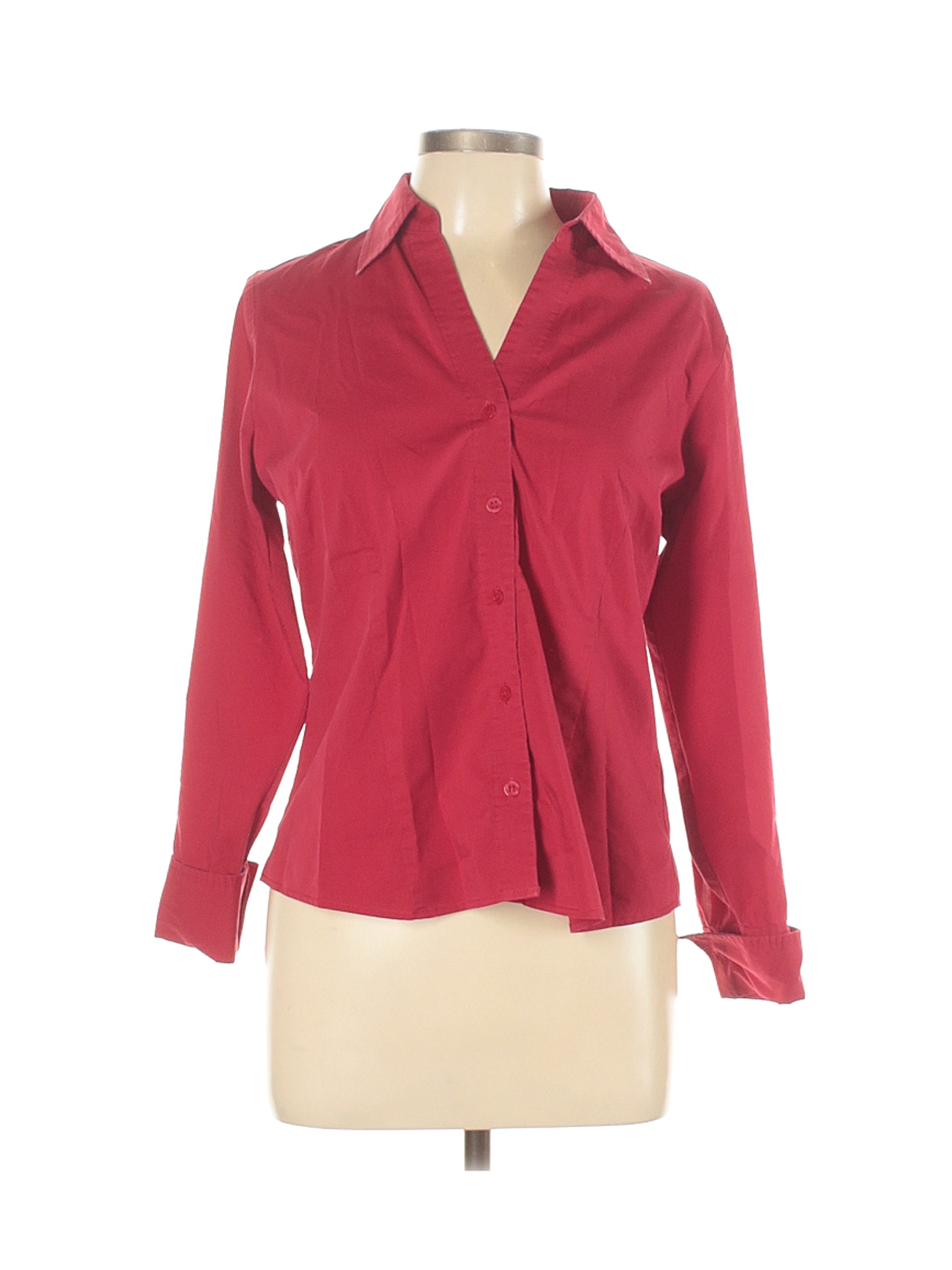 Worthington Women Red Long Sleeve Button-Down Shirt 12 Petites | eBay