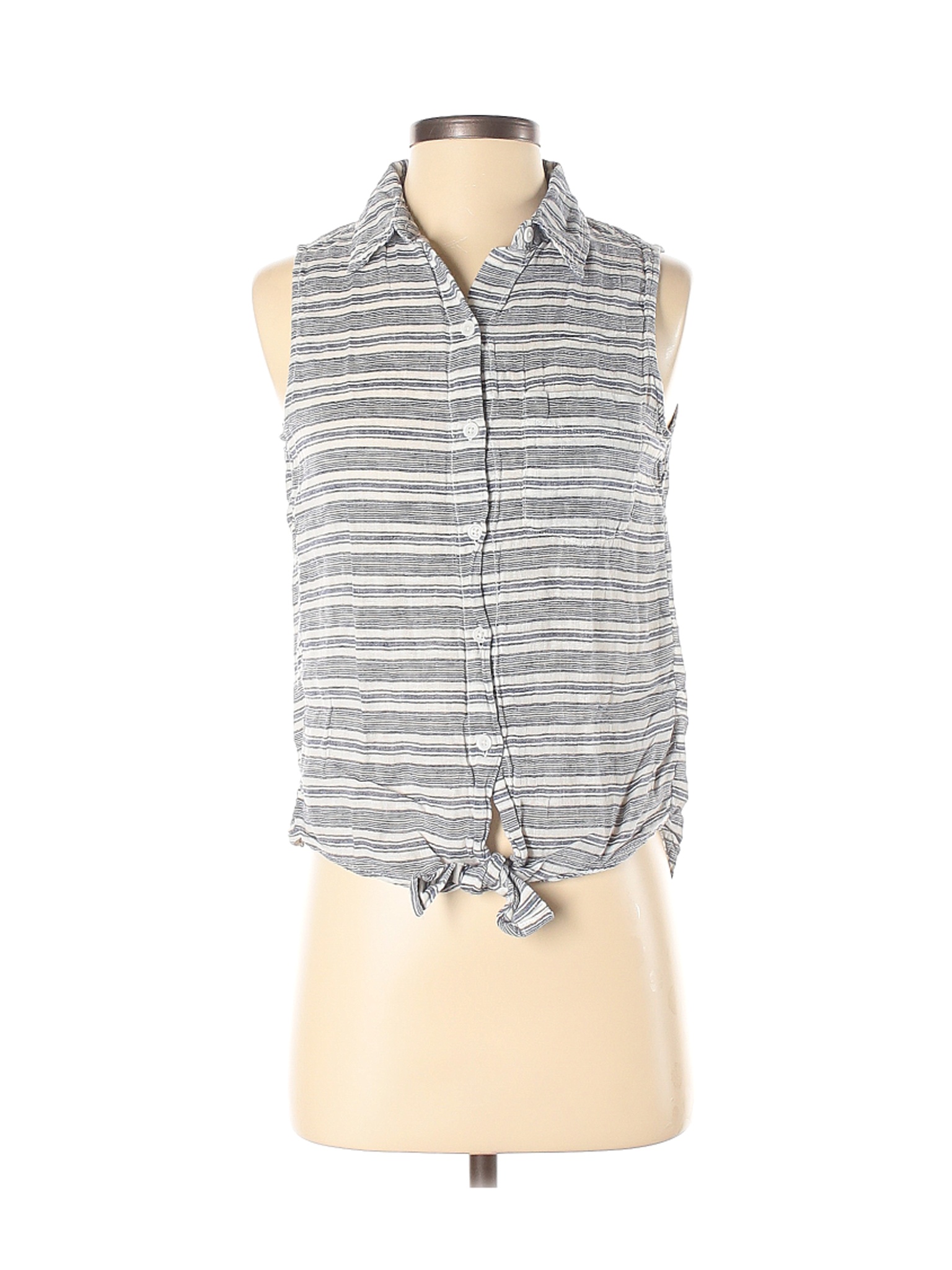 Beach Lunch Lounge Women Blue Sleeveless Button-Down Shirt XS | eBay