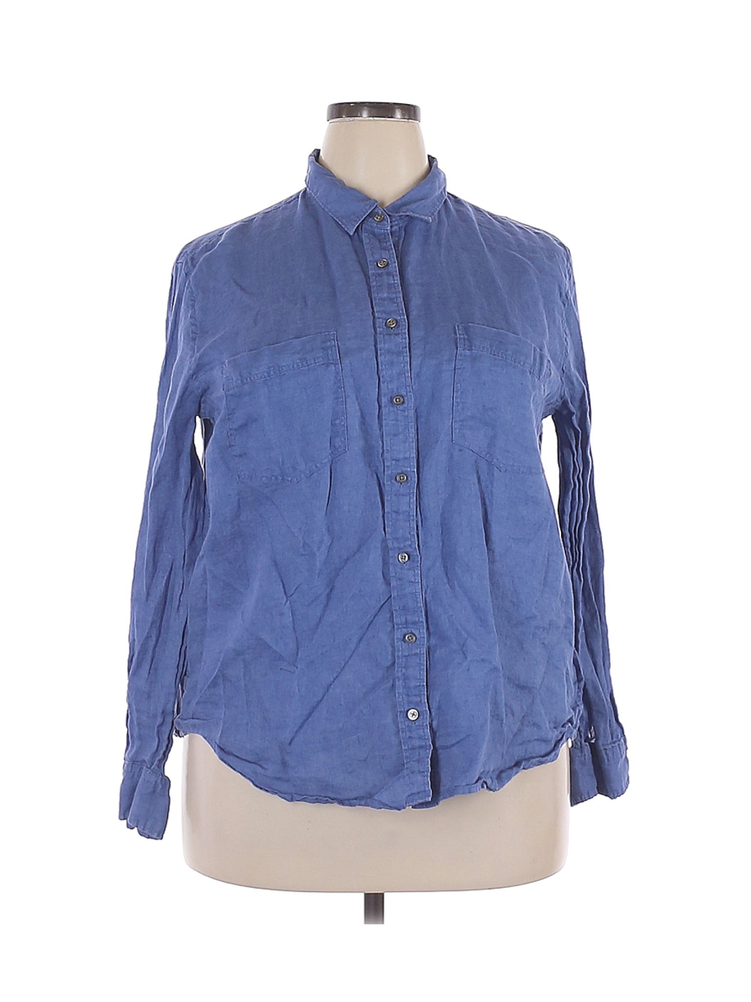 Gap Women Blue Long Sleeve Button-Down Shirt XXL | eBay