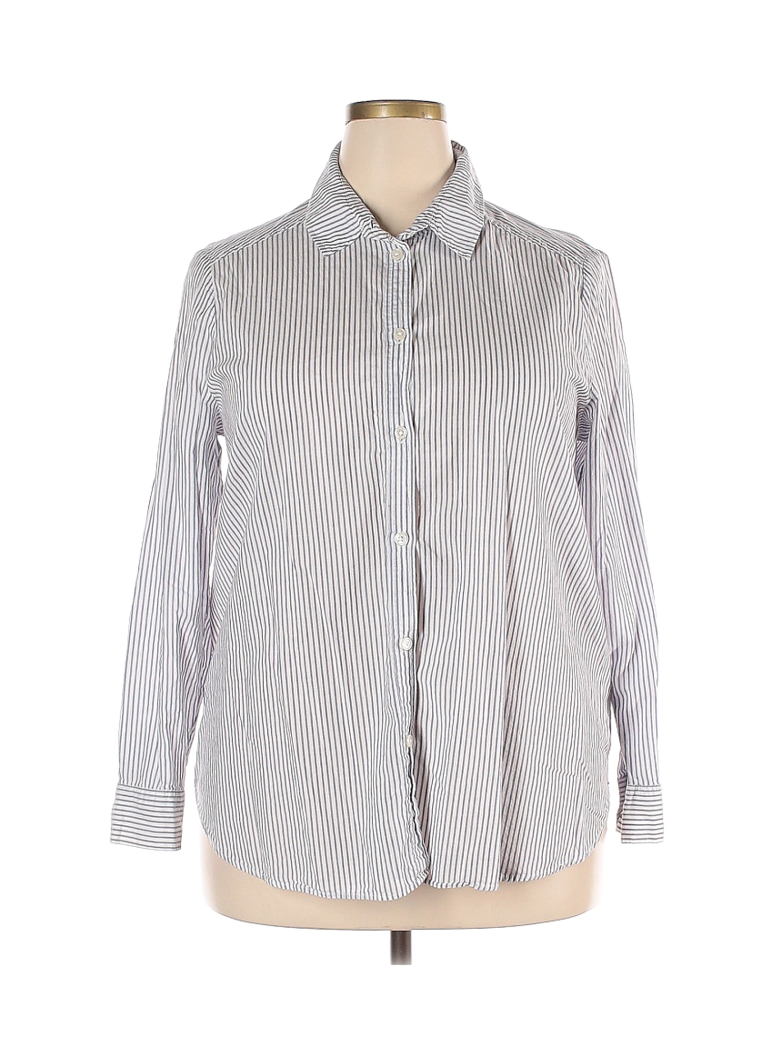 H&M Women White Long Sleeve Button-Down Shirt 18 Plus | eBay