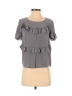 HD in Paris 100% Silk Gray Short Sleeve Silk Top Size S - photo 1