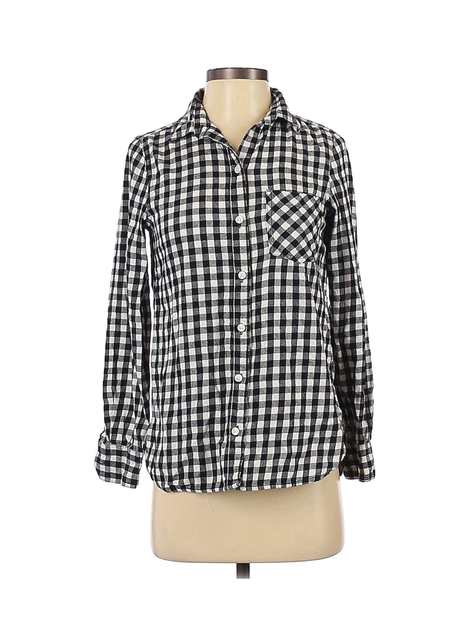 Old Navy Women Black Long Sleeve Button-Down Shirt XS | eBay