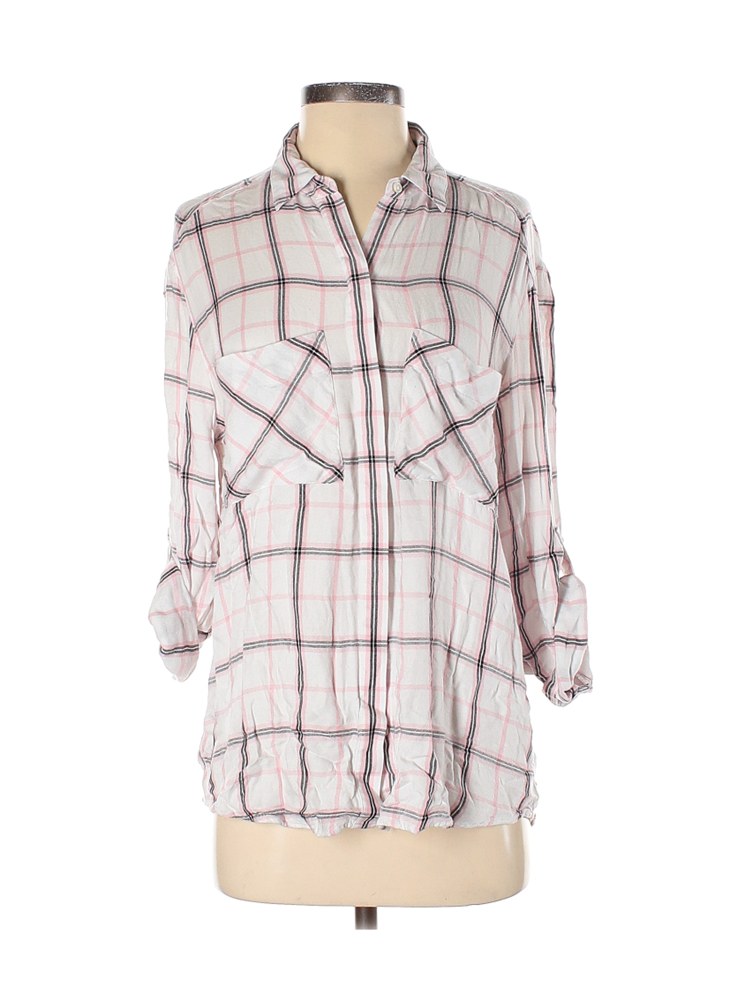 Express Women White Long Sleeve Button-Down Shirt S | eBay