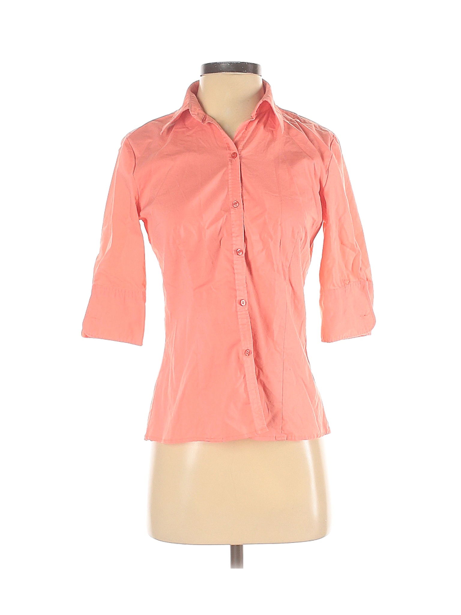 New York & Company Women Pink 3/4 Sleeve Button-Down Shirt XS | eBay
