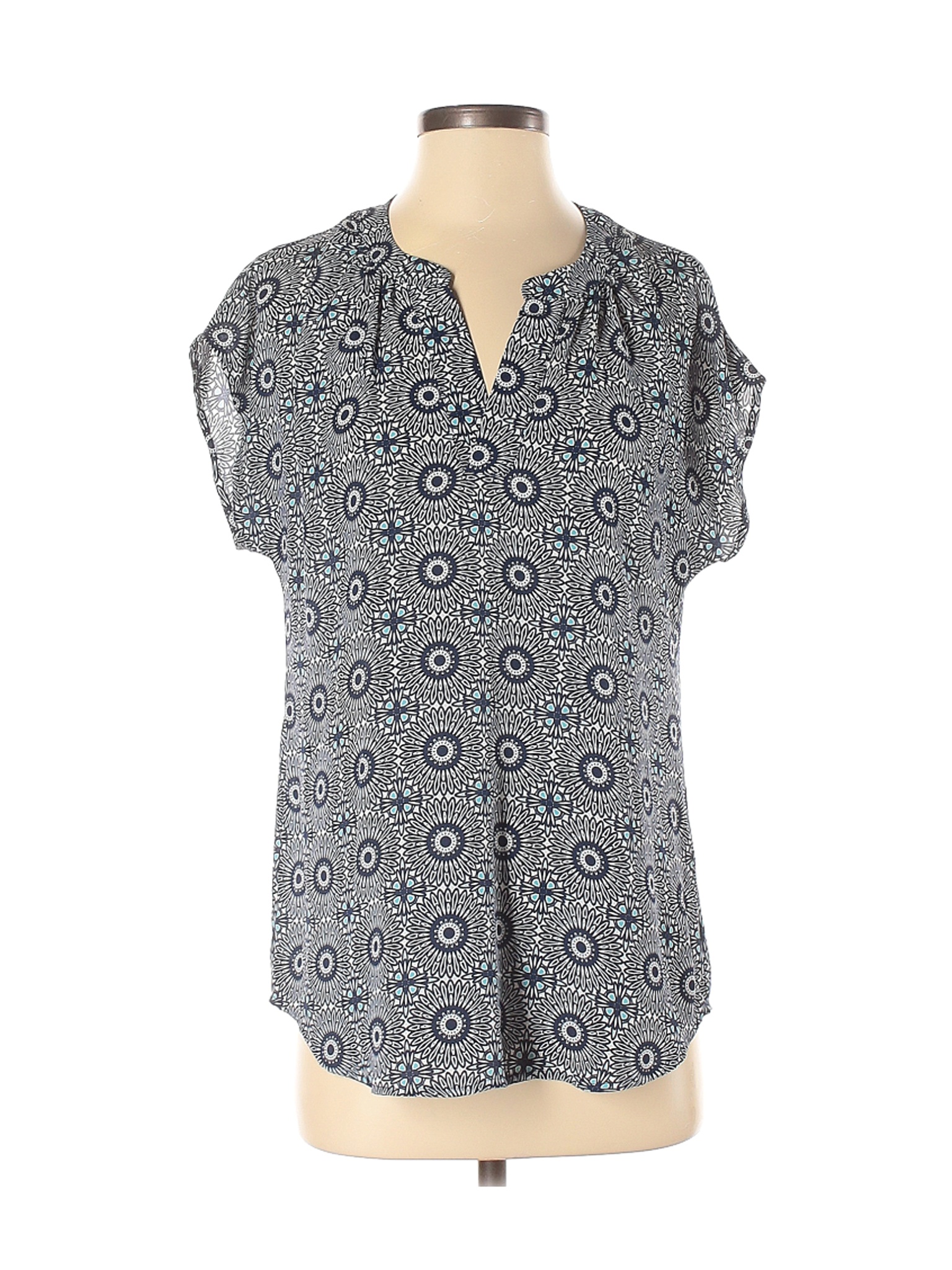 Roz & Ali Women Gray Short Sleeve Blouse S | eBay