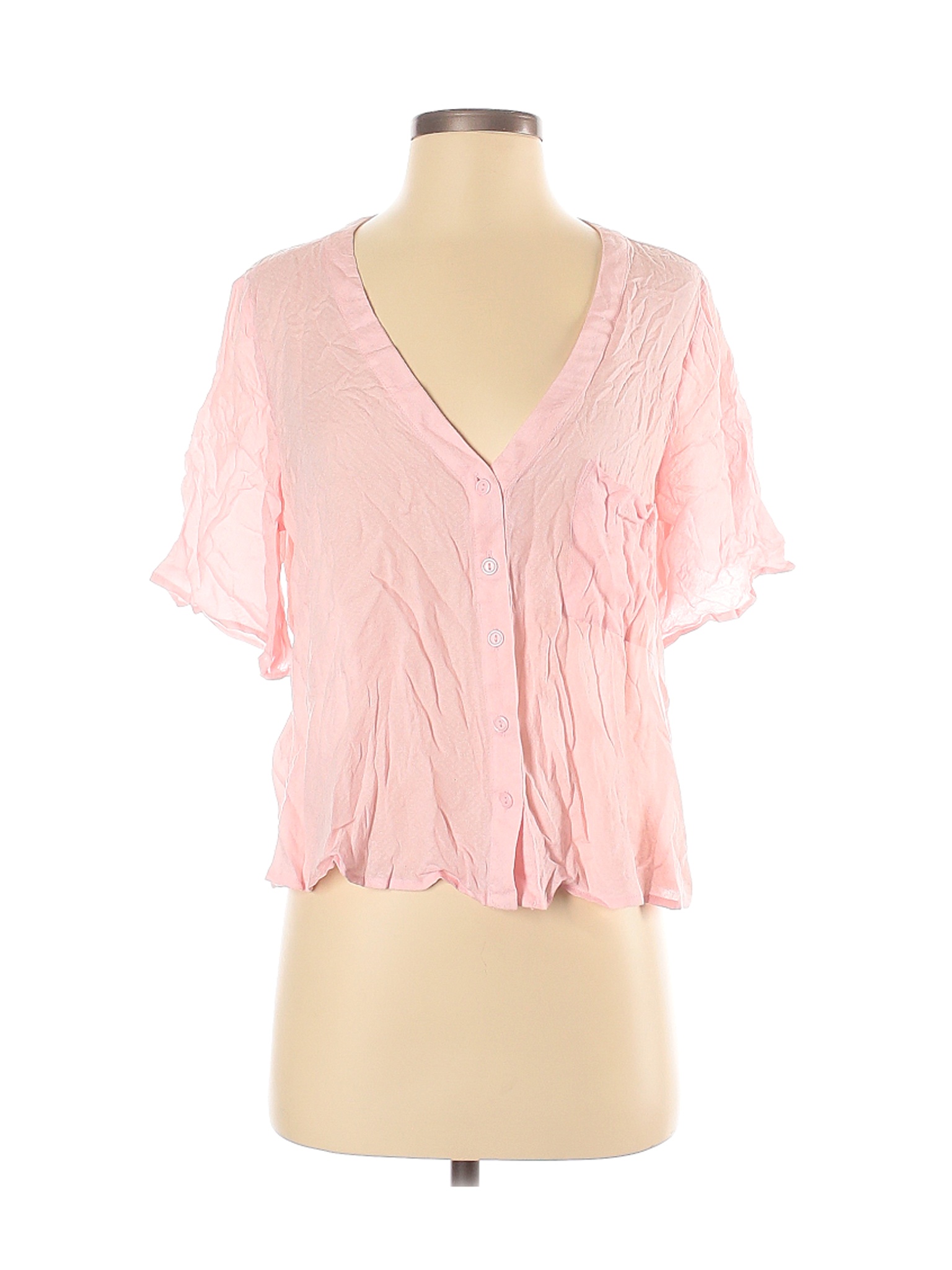 light pink short sleeve blouse