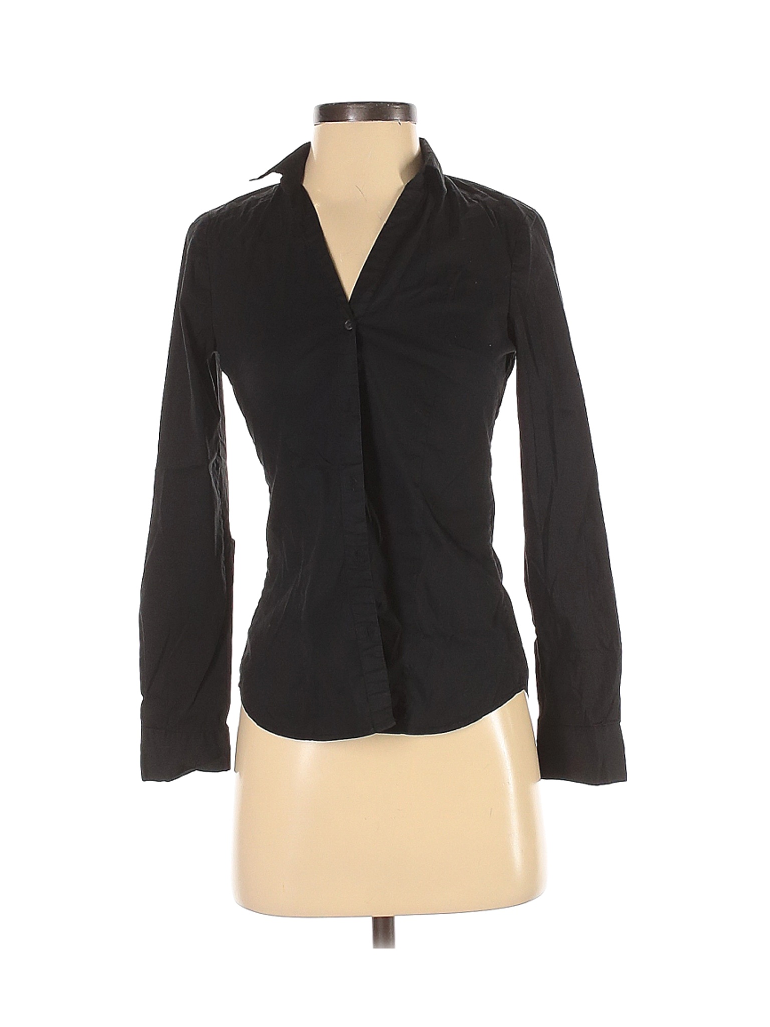 H&M Women Black Long Sleeve Button-Down Shirt 2 | eBay