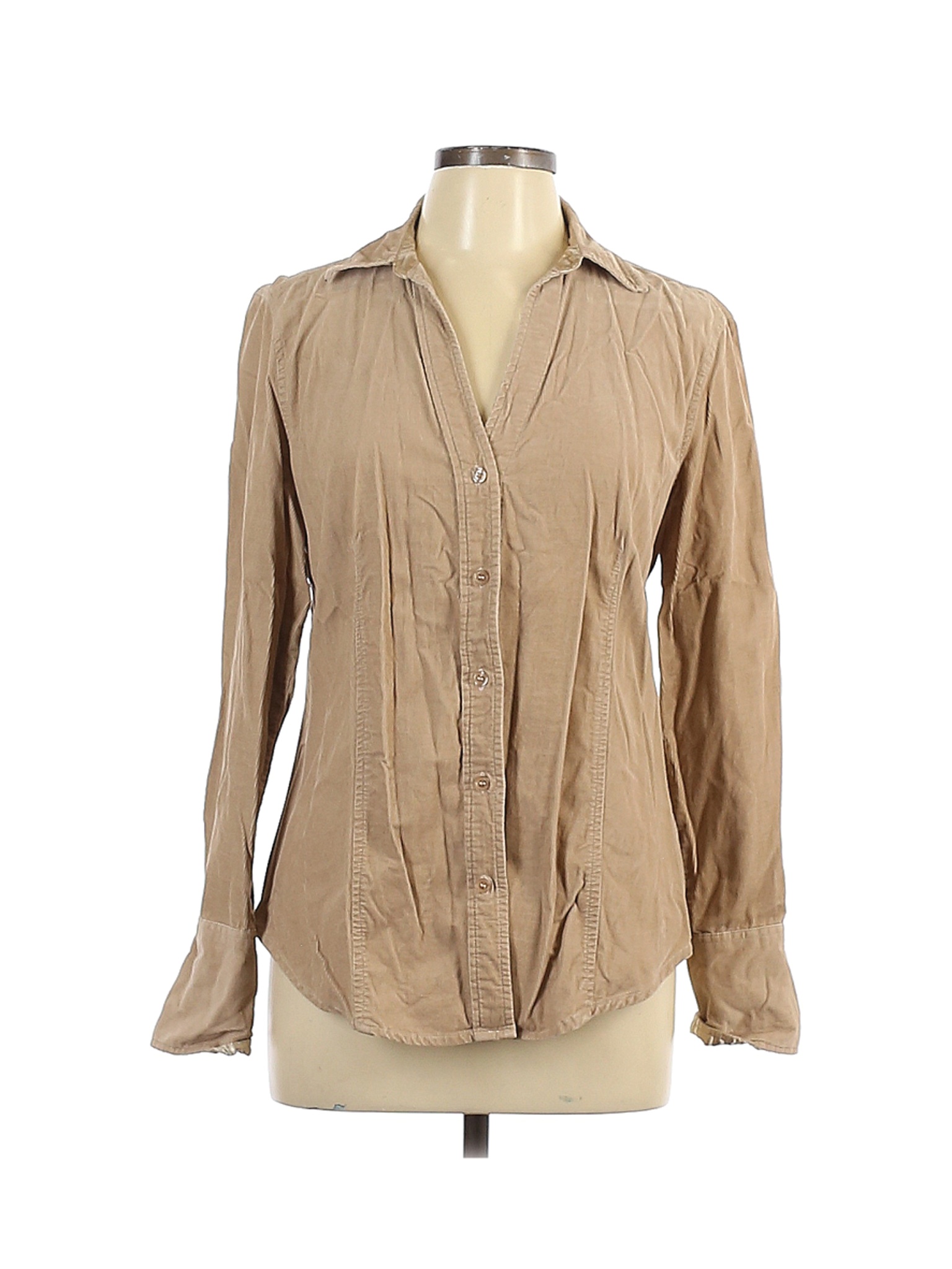 St. John's Bay Women Brown Long Sleeve Button-Down Shirt L | eBay