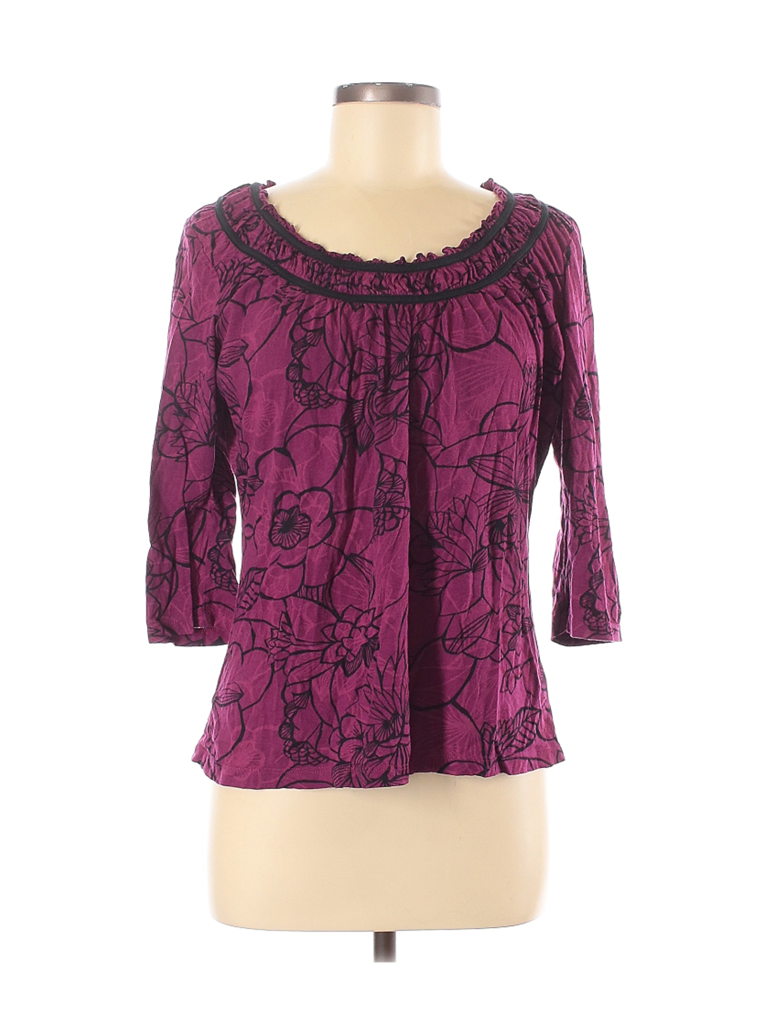 On a Whim Women Purple 3/4 Sleeve T-Shirt M | eBay