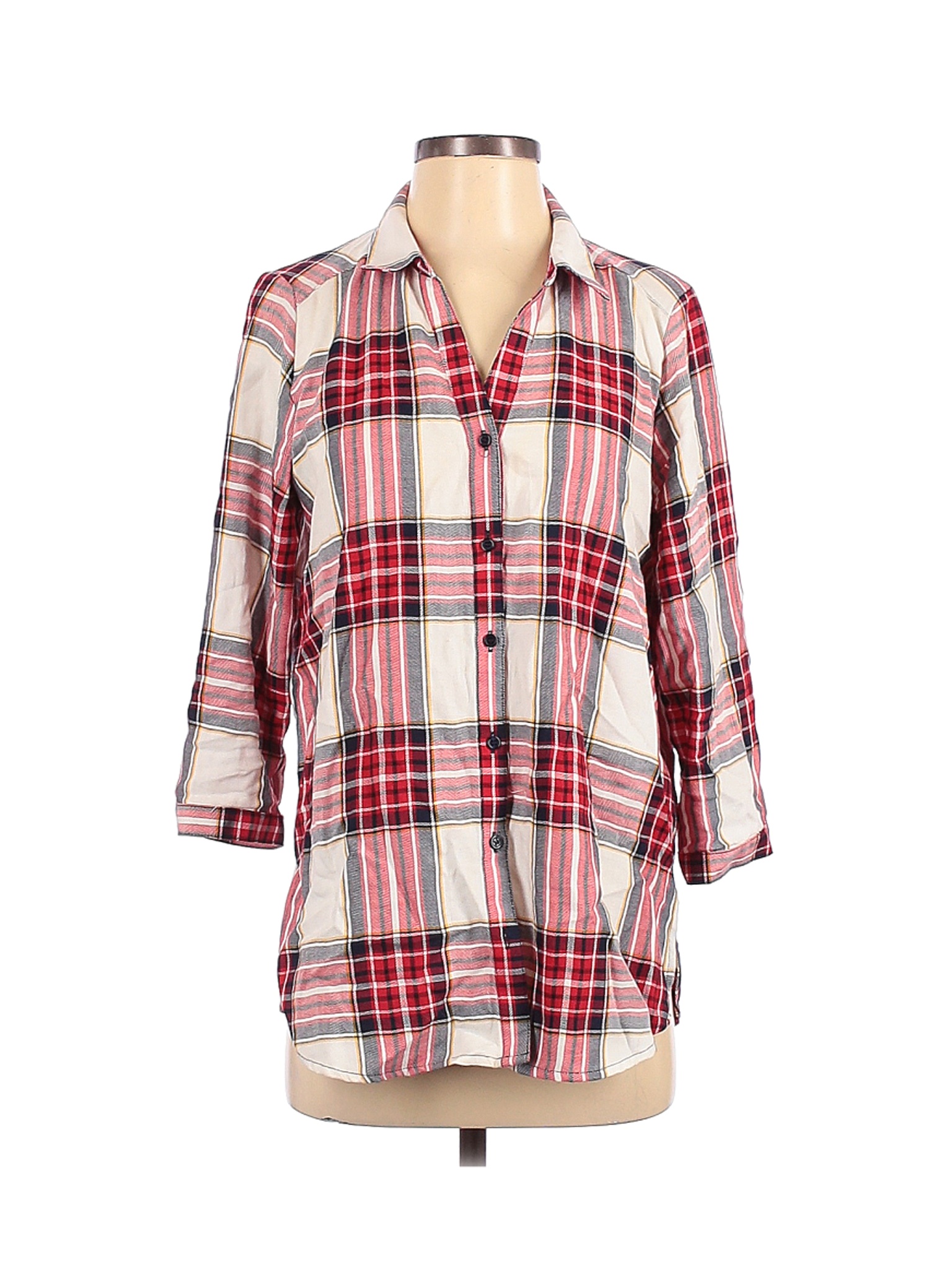 red short sleeve button down