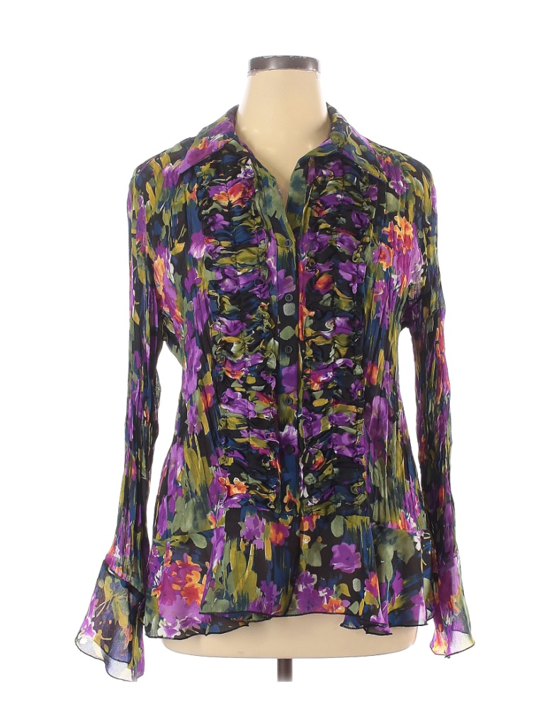 Sunny Leigh 100% Polyester Purple Long Sleeve Blouse Size 1X (Plus ...