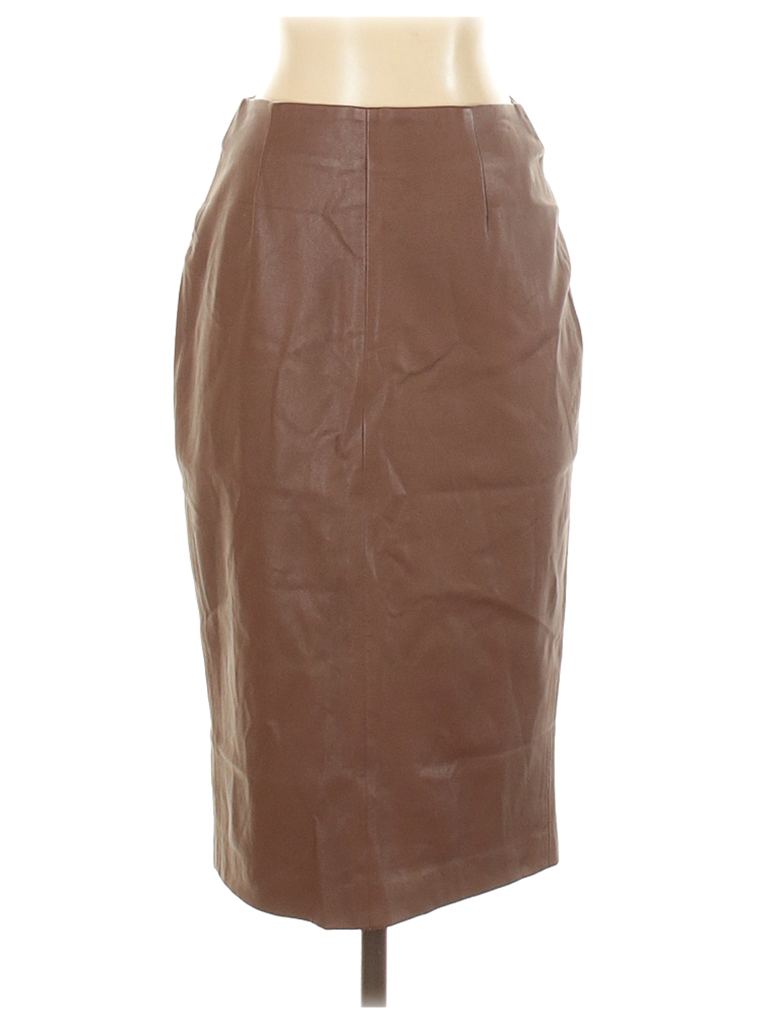 brown faux leather long skirt